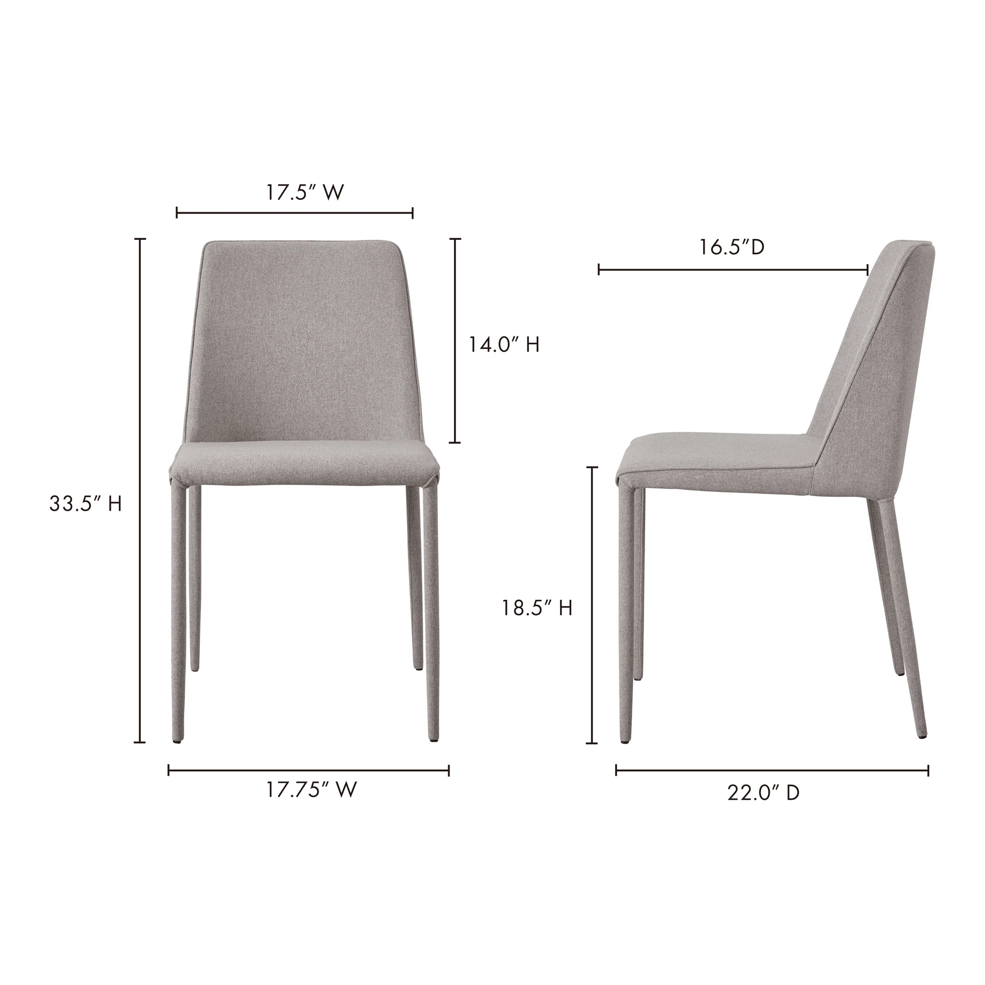 Nora Fabric Dining Chair Light Grey - Set Of Two - Remutear