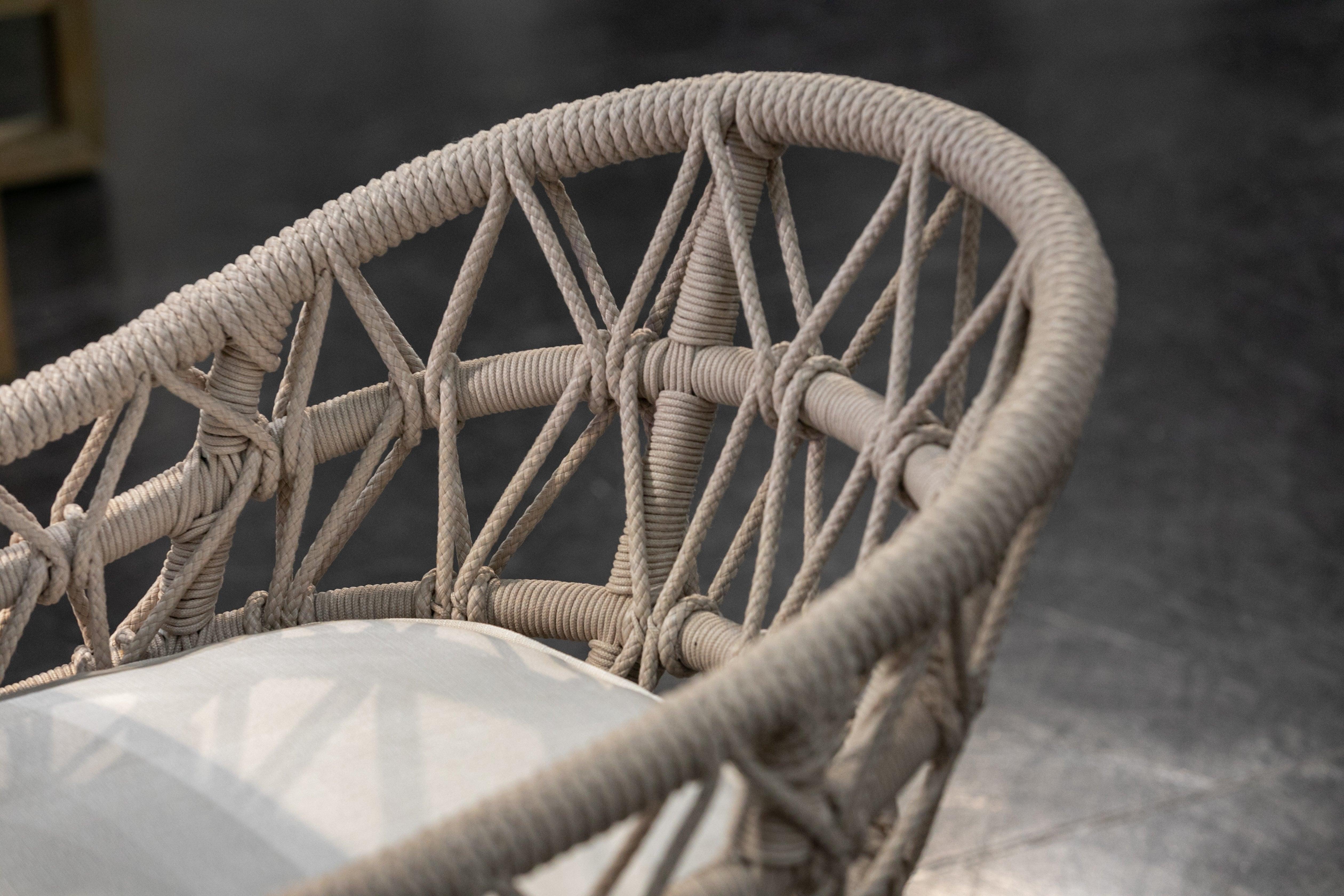 Dana Rope Dining Chair in Linen Canvas w/ Self Welt - Remutear