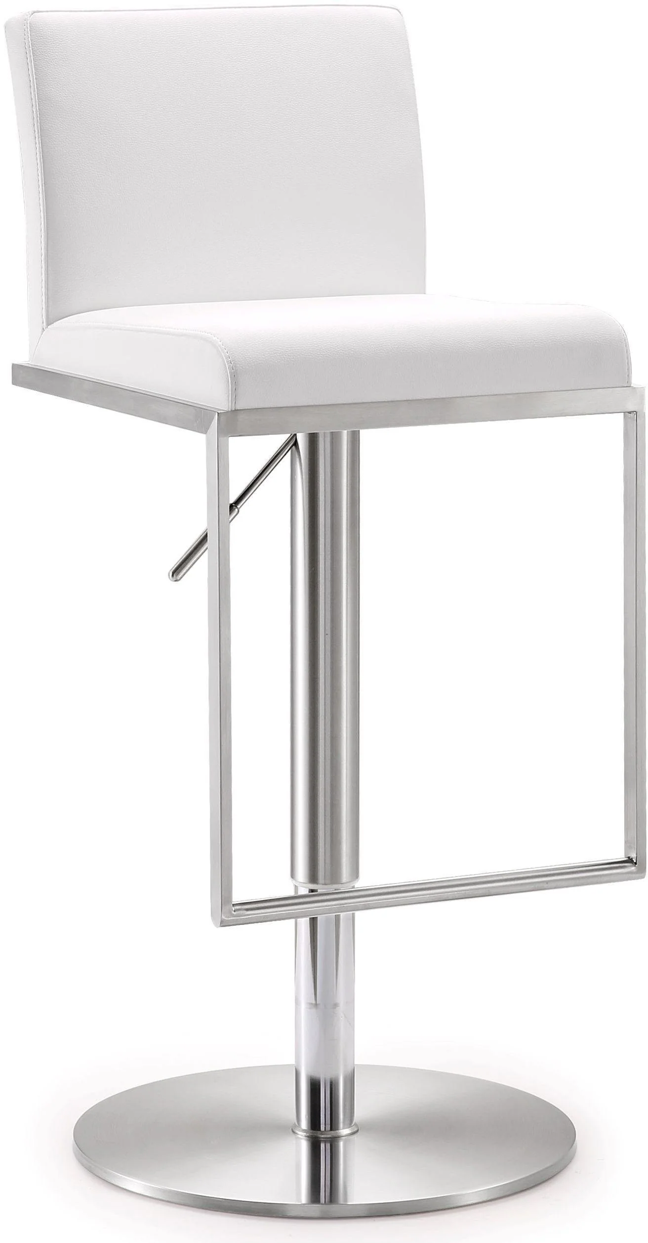 Amalfi White Vegan Leather Adjustable Stool - Remutear