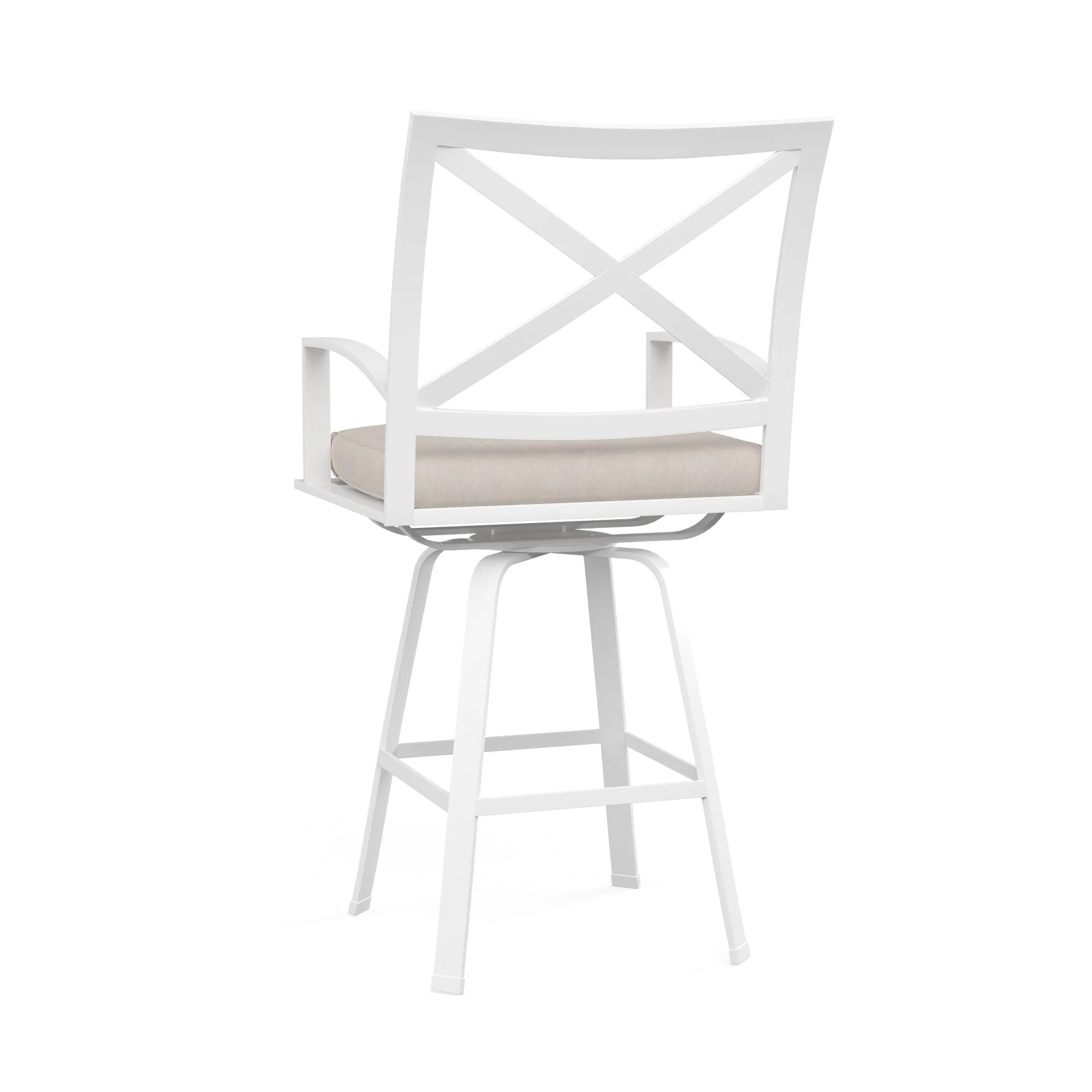Bristol Swivel Barstool in Canvas Flax w/ Self Welt - Remutear