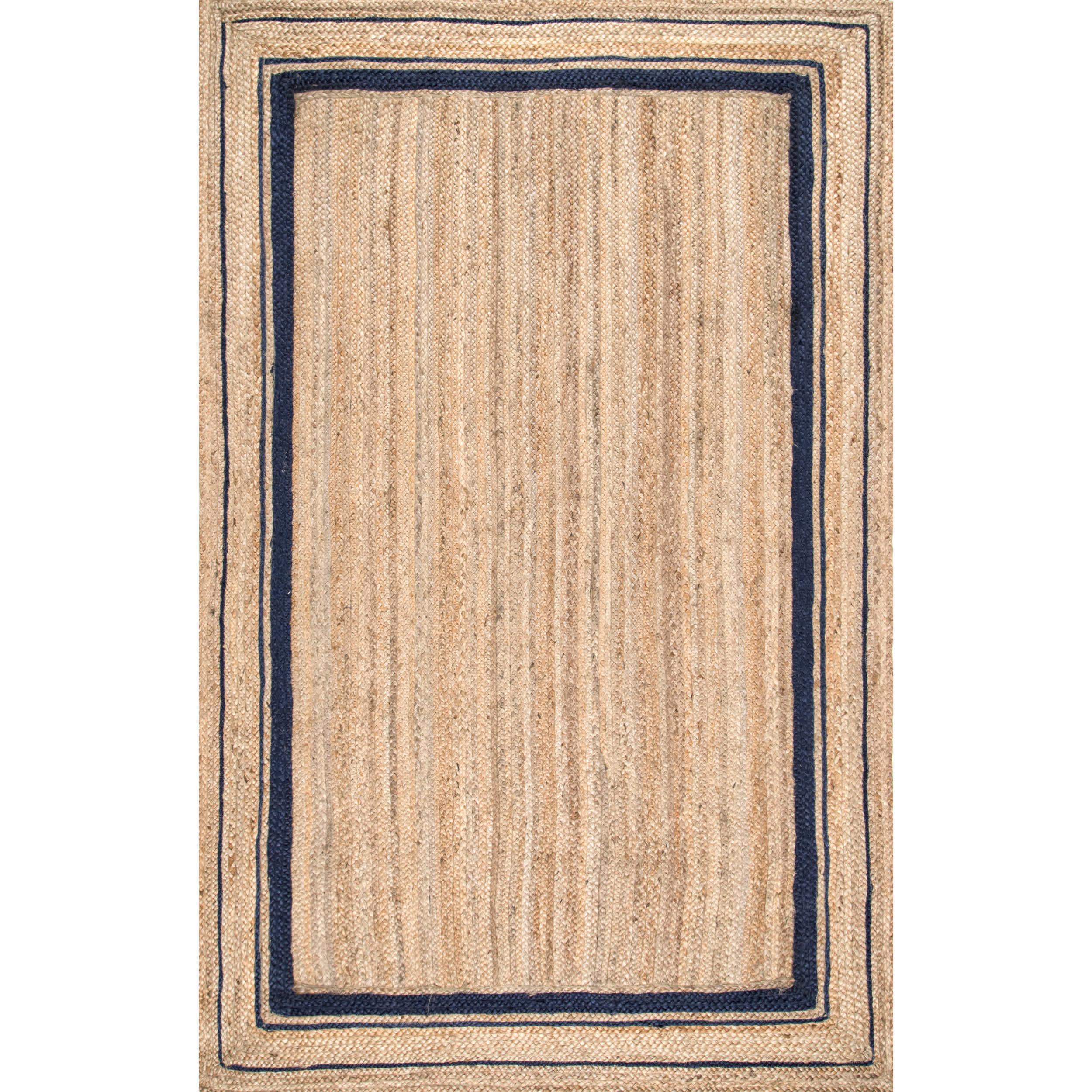 Braided Rikki Border Jute Area Rug - Remutear