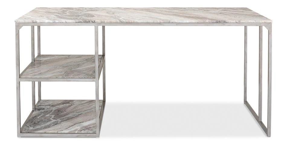 Open Desk With Shelves - Marble Top - Remutear