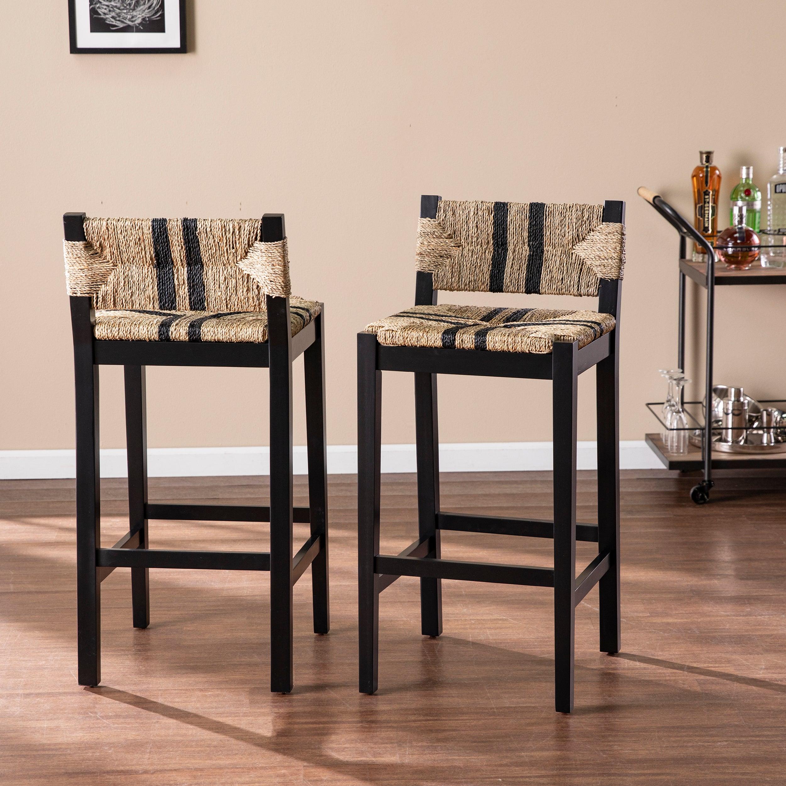 Gallacano Seagrass Barstools – 2pc Set - Remutear
