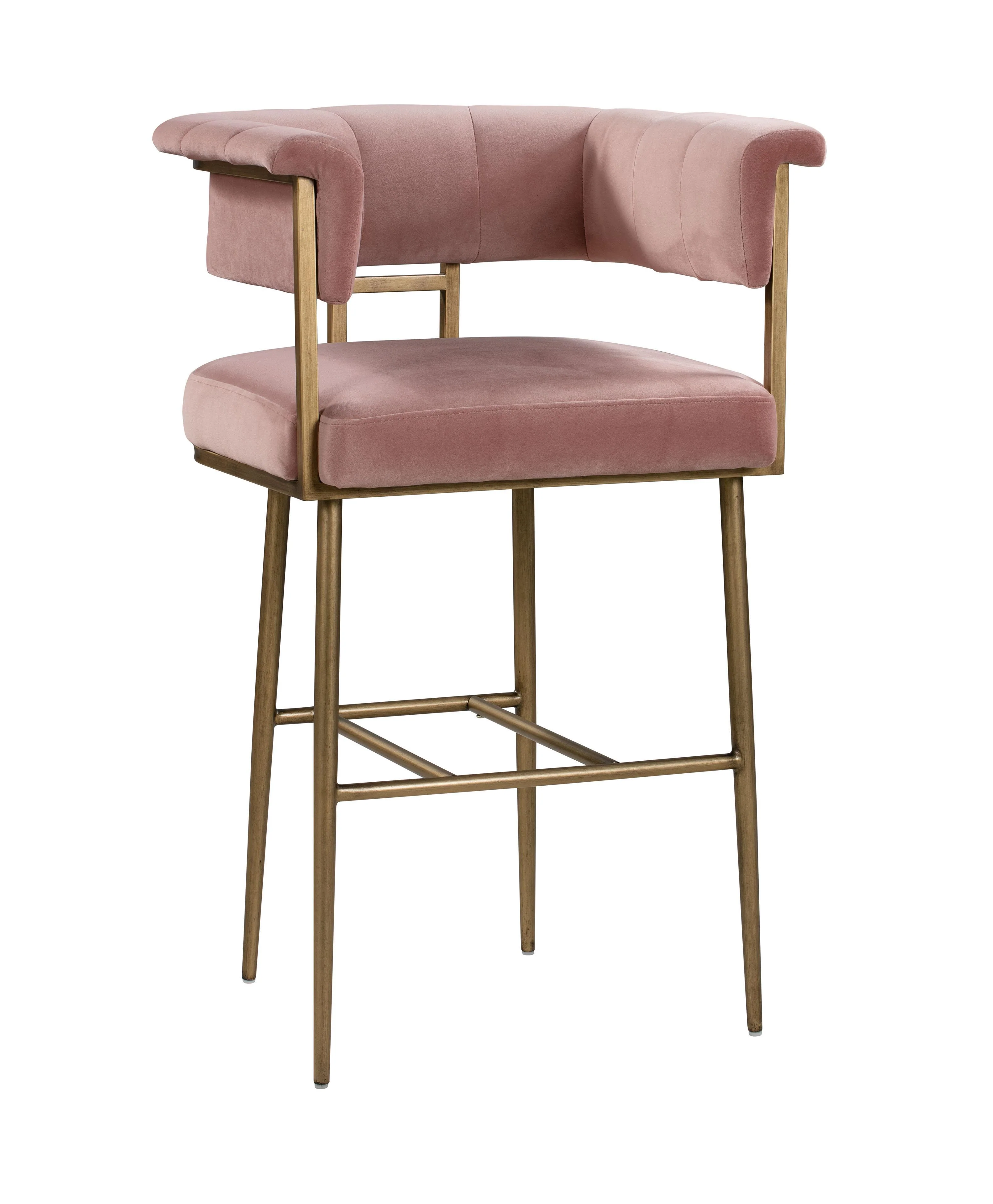 Astrid Blush Velvet Bar Stool - Remutear