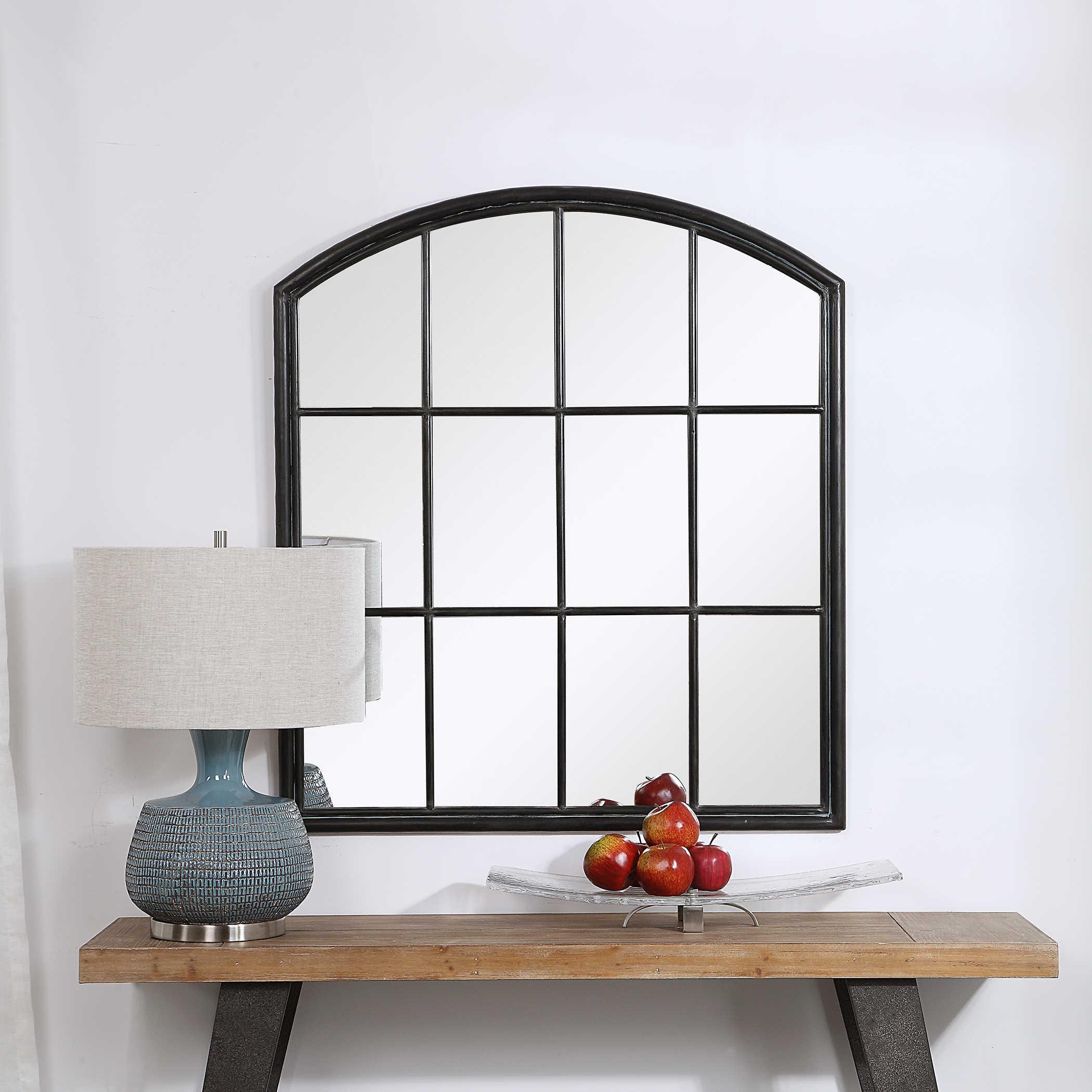 LYDA AGED BLACK ARCH MIRROR - Remutear