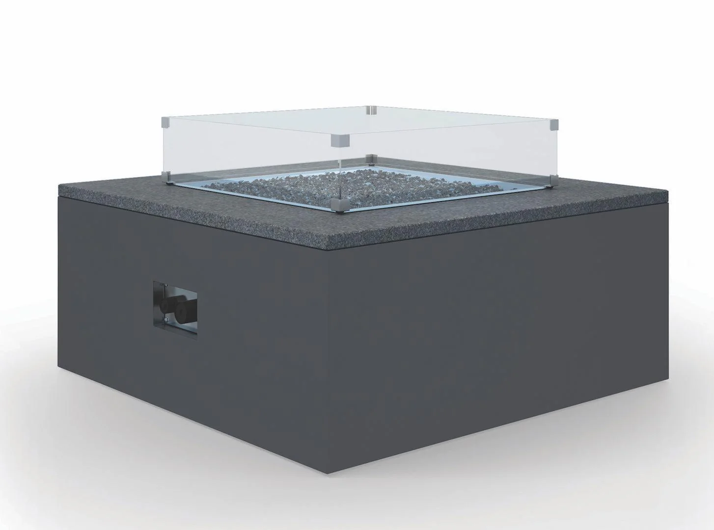 Black Granite Square Fire Table Glass Surround - Remutear