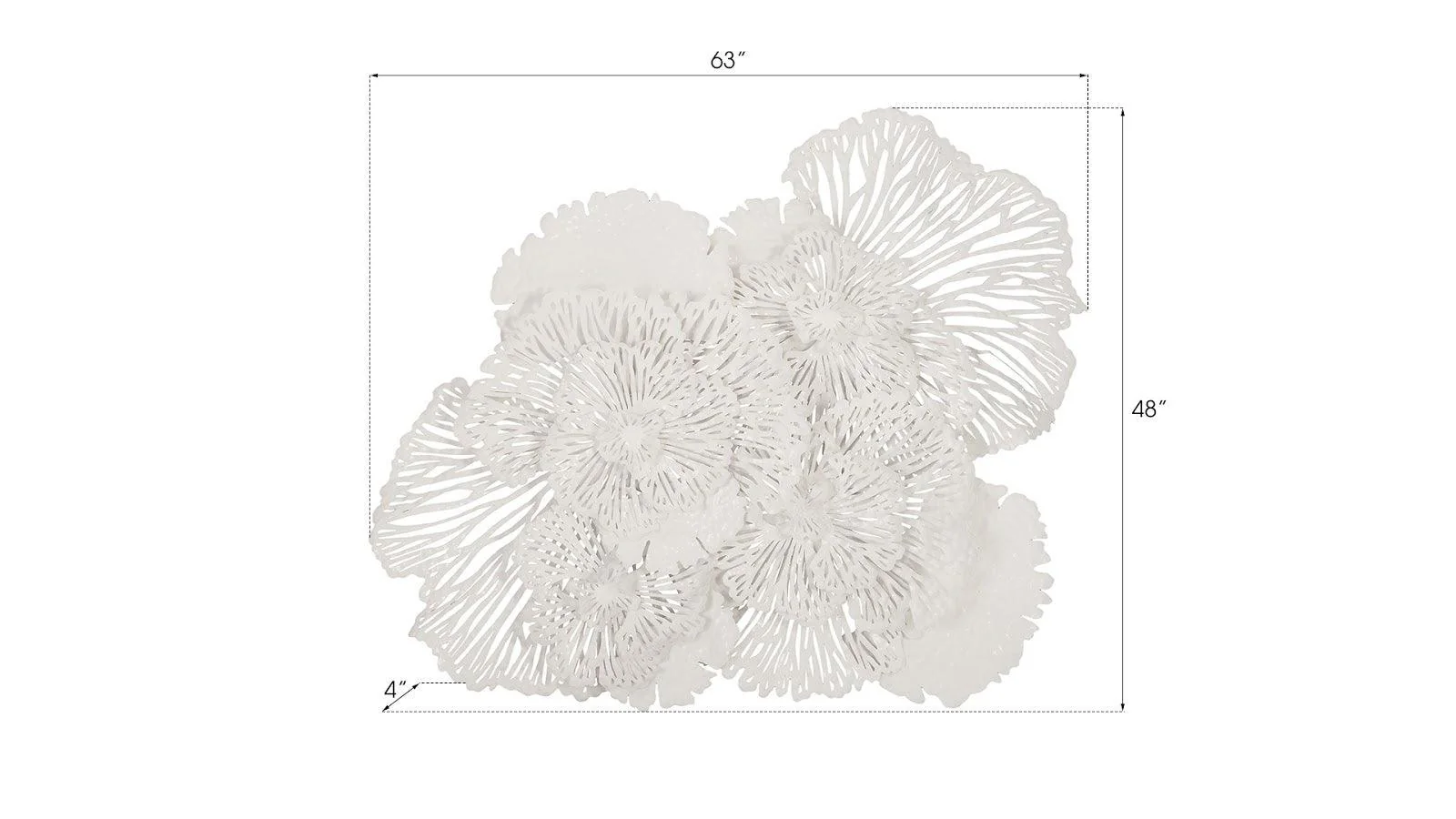 Flower Wall Art, Large, White, Metal - Remutear