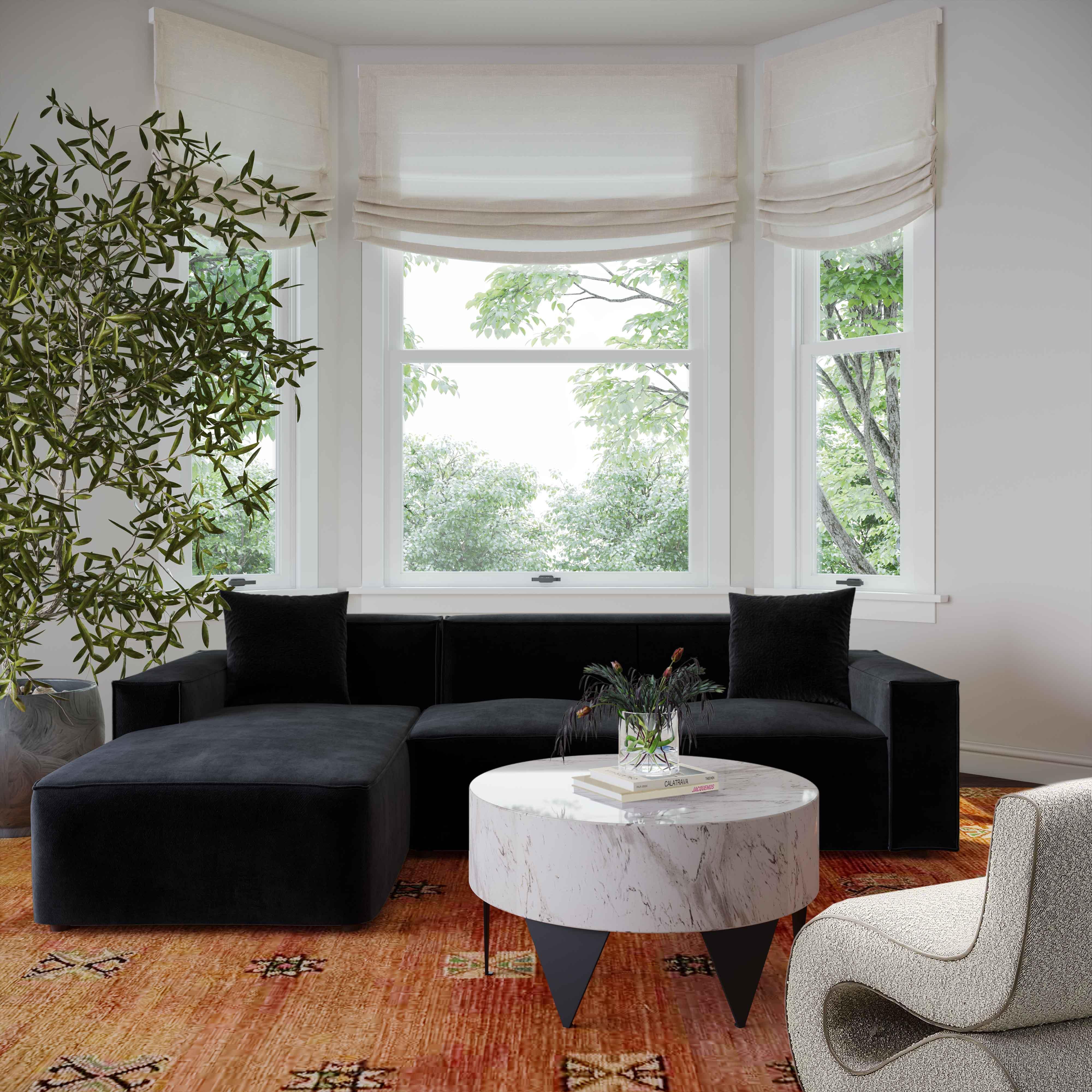 Olafur Black Velvet Sectional - LAF - Remutear