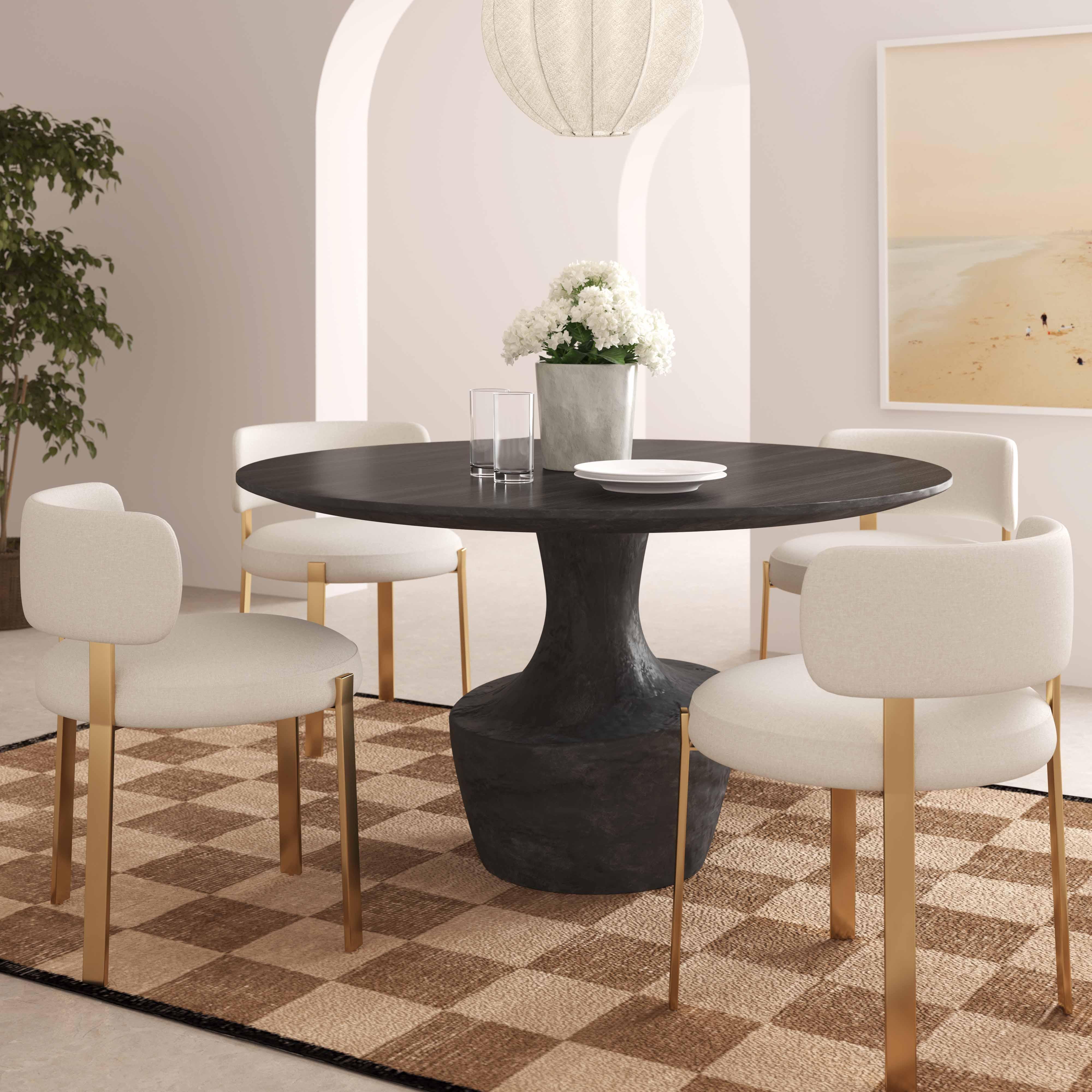 Gevra Black Acacia & Faux Plaster Dining Table - Remutear