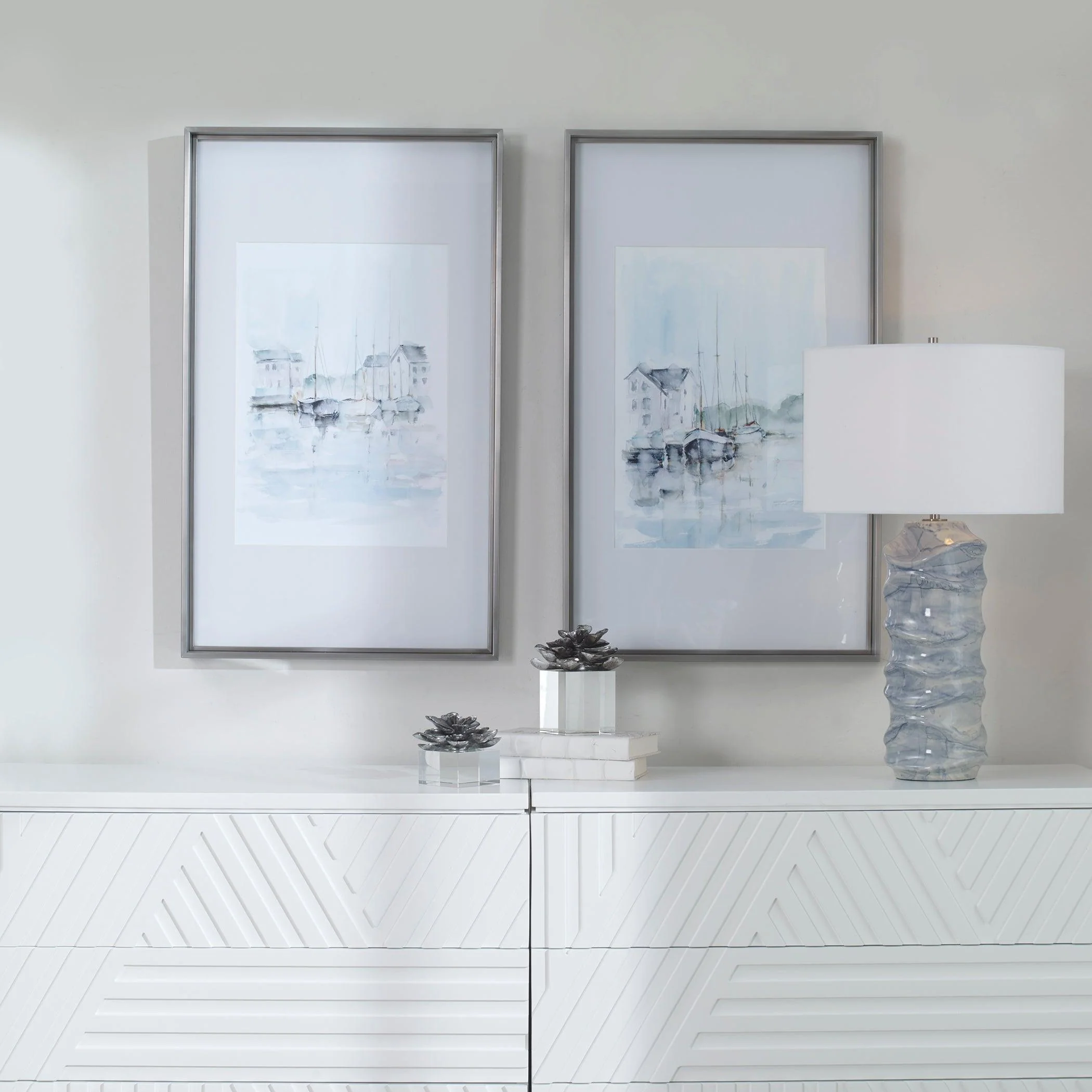 NEW ENGLAND PORT FRAMED PRINTS, SET OF 2 - Remutear