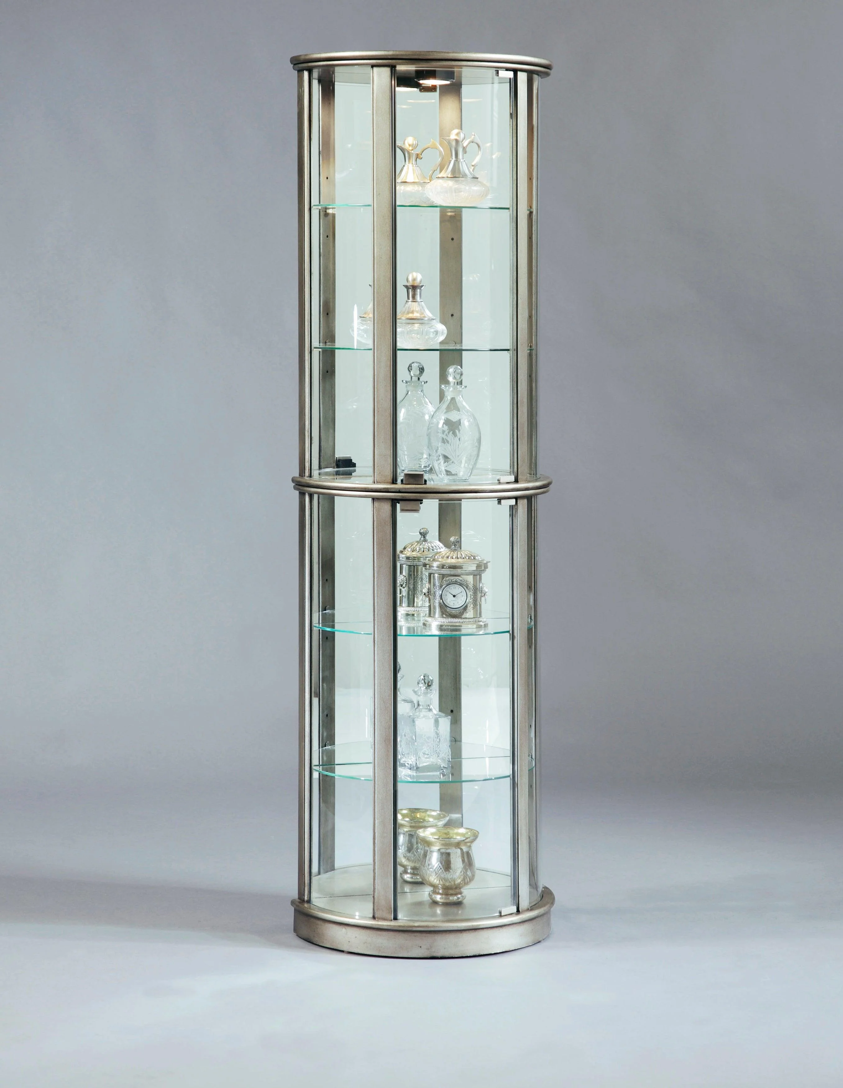 Lighted Half Round 5 Shelf Curio Cabinet - Remutear