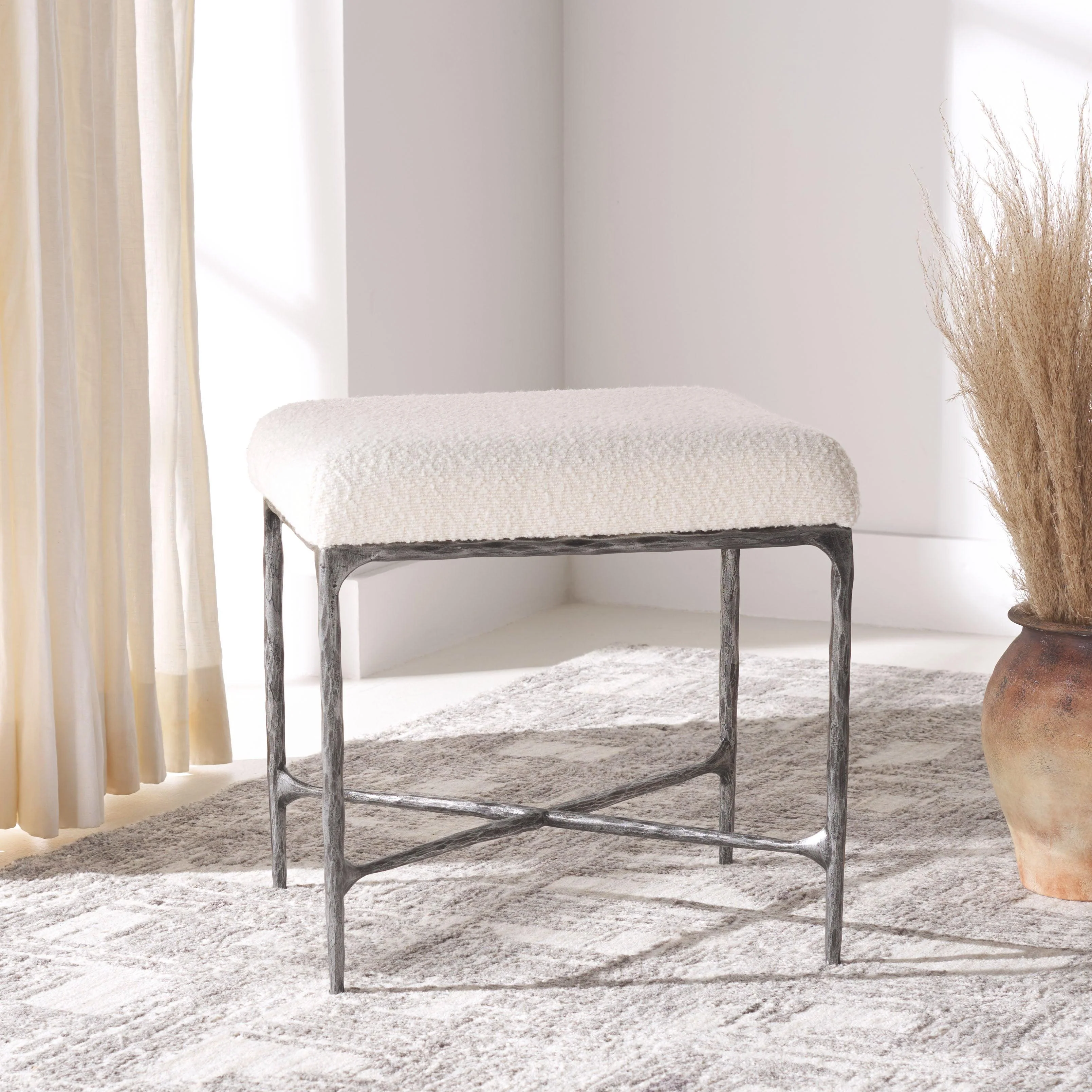 MANDY BOUCLE AND METAL OTTOMAN - Remutear