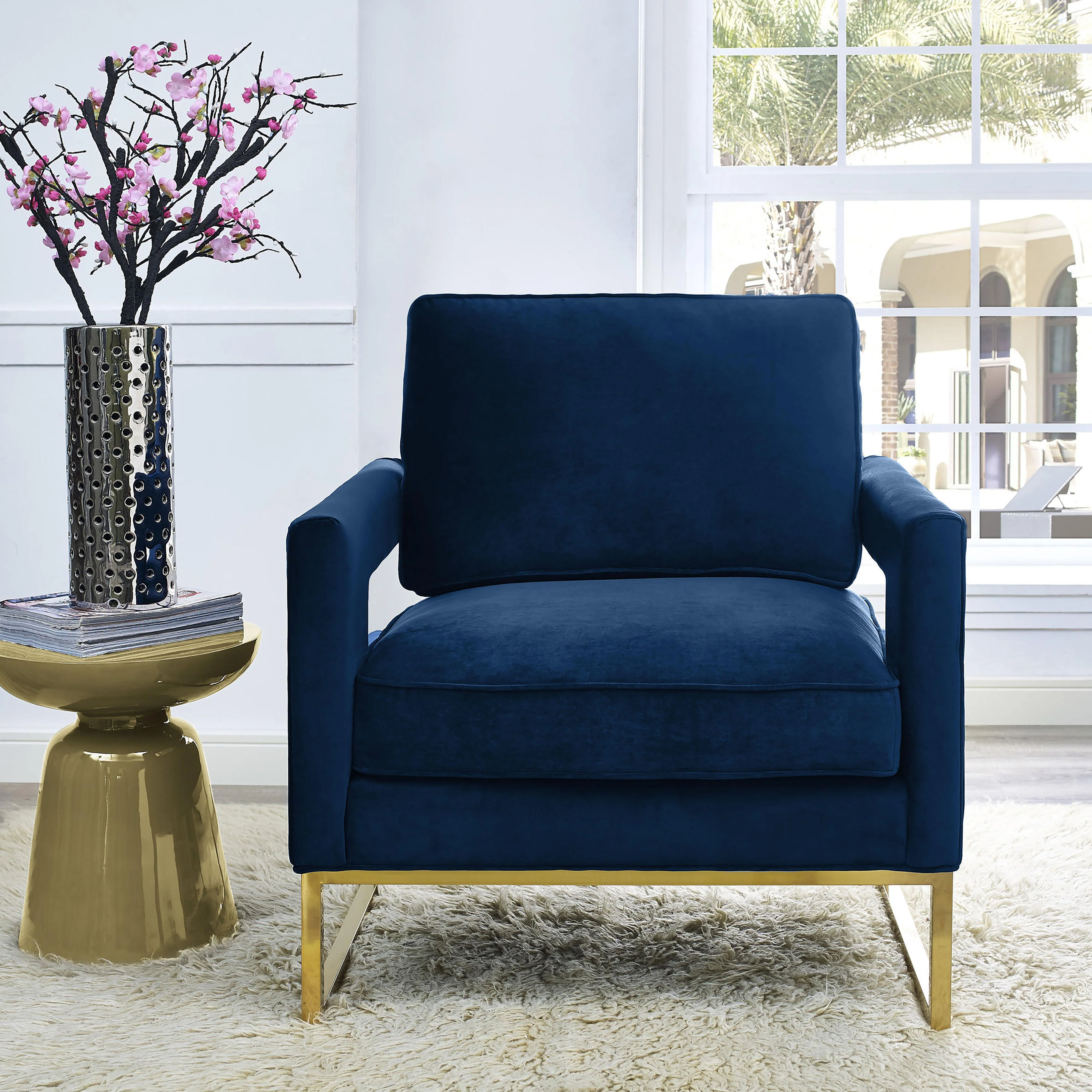 Avery Navy Velvet Chair - Remutear