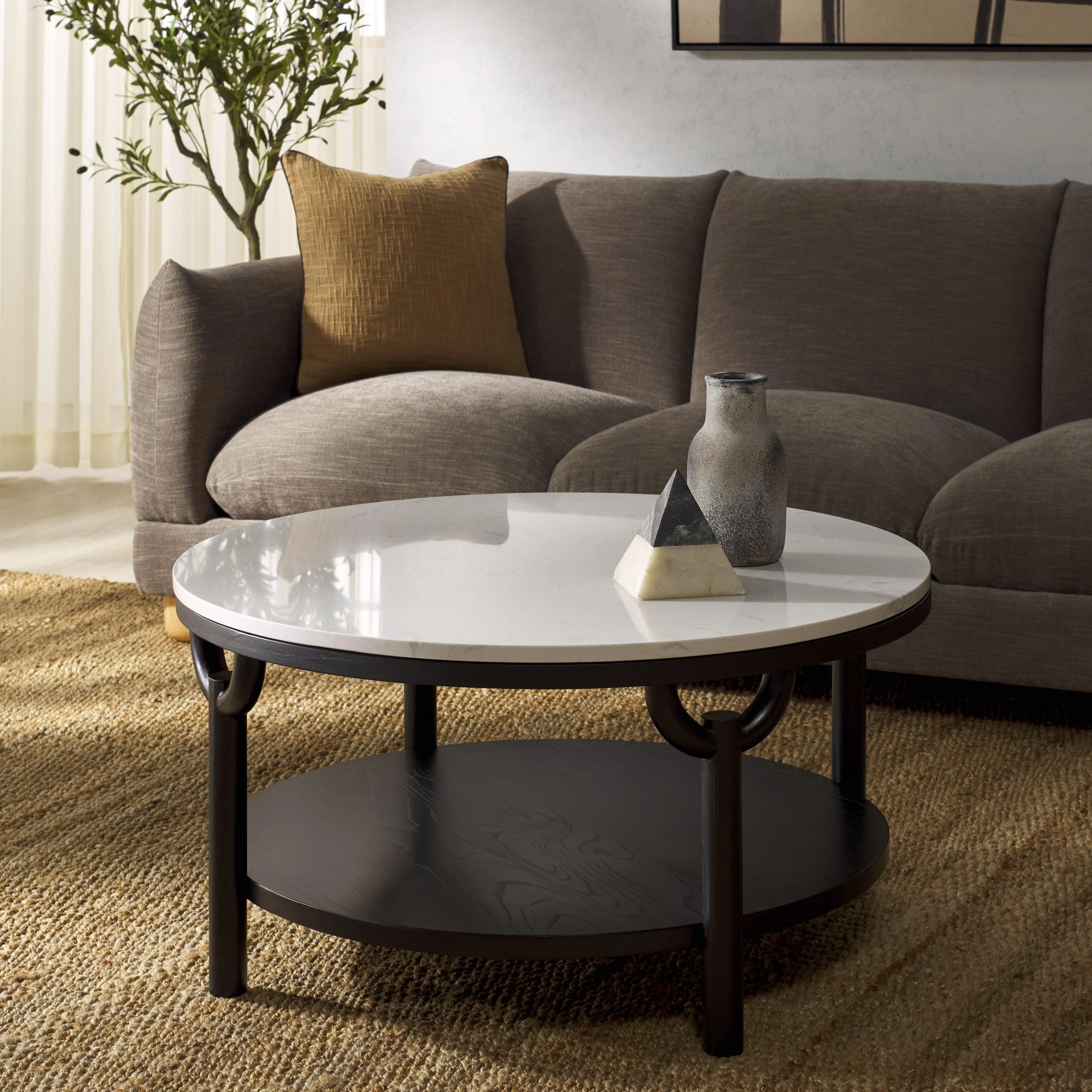 Puck Marble Top Coffee Table - Remutear