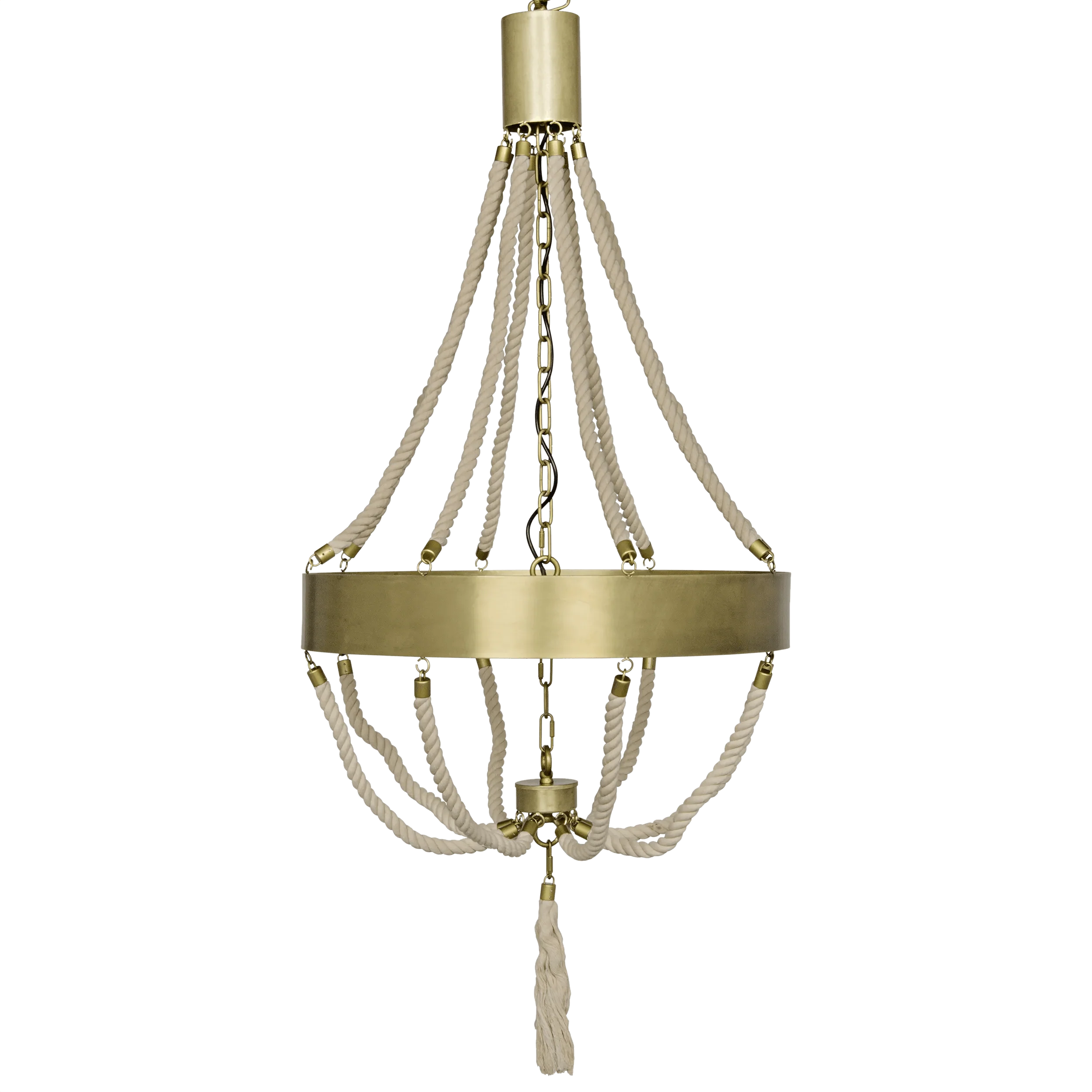 Alec Chandelier, Antique Brass and Rope - Remutear