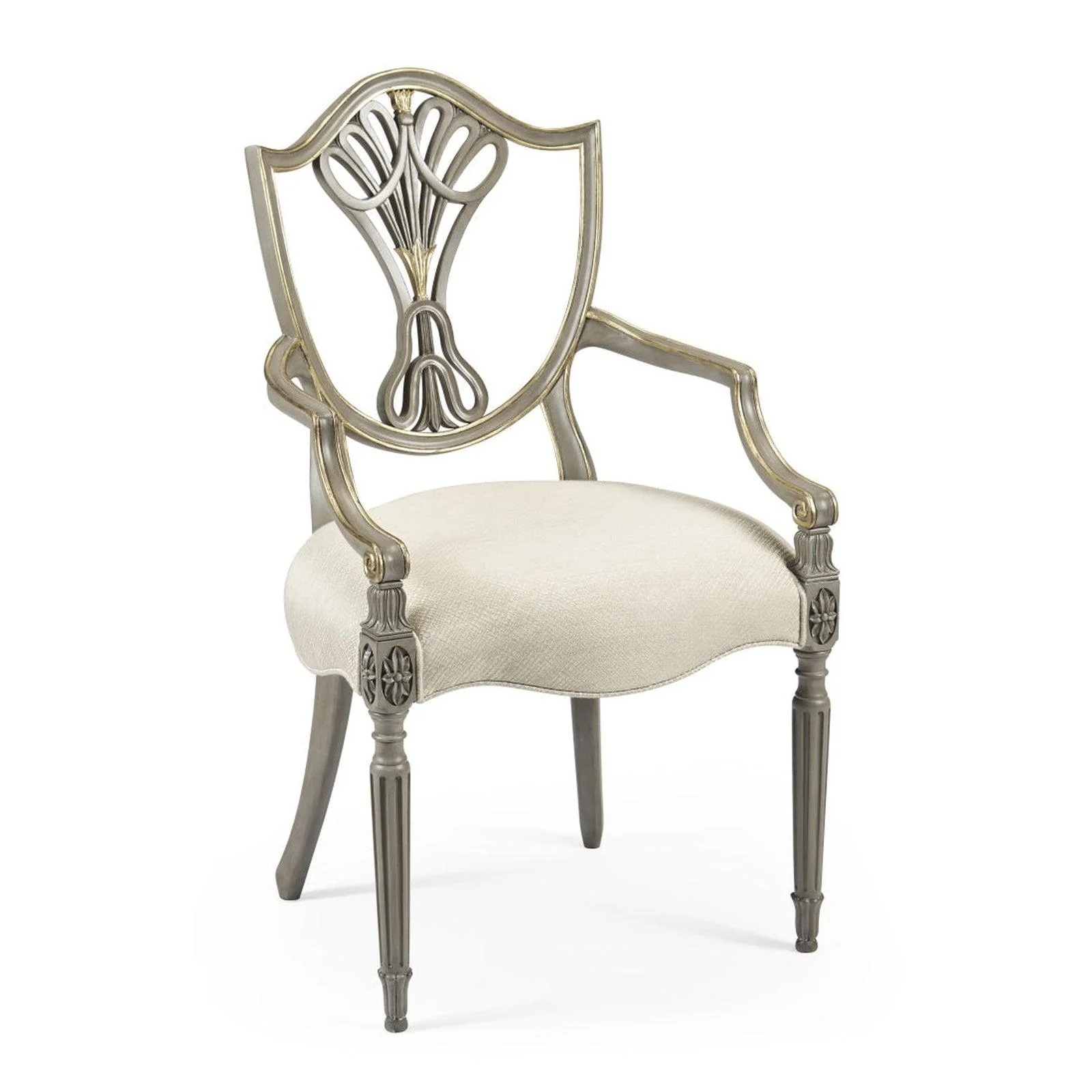 Buckingham Sheraton Grey & Gilded Dining Armchair - Remutear