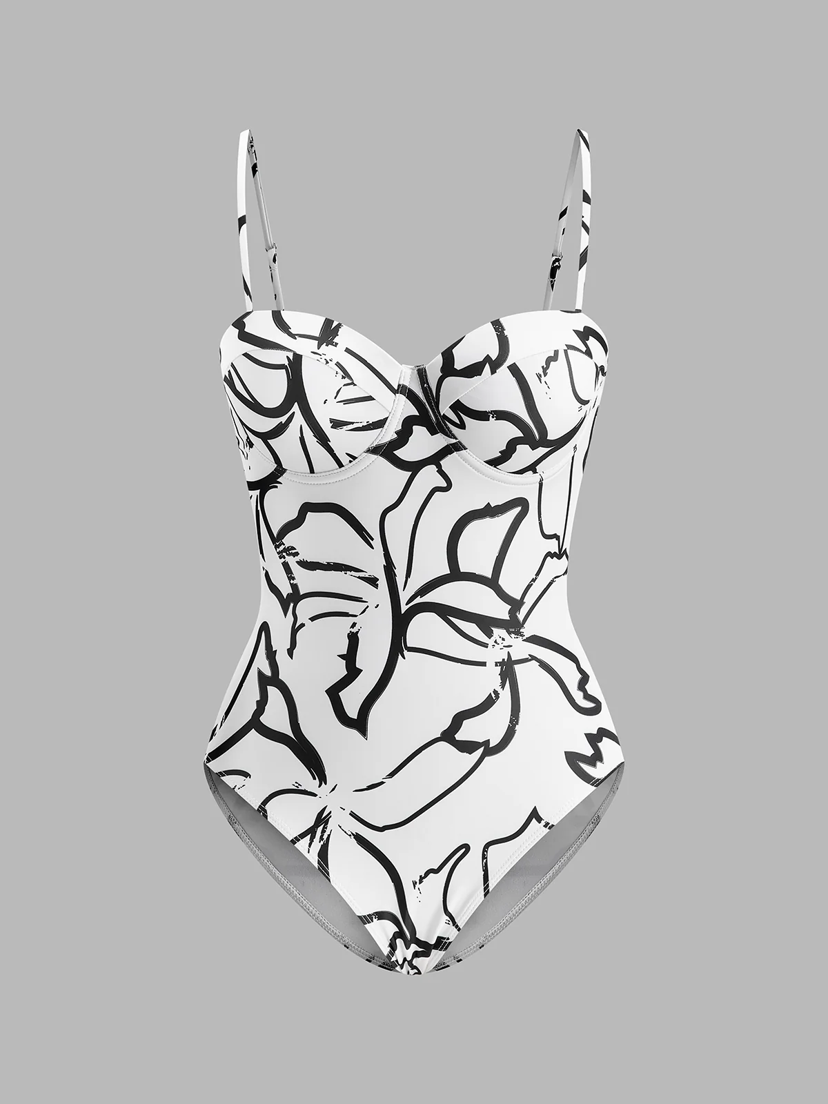 Abstract Print Spaghetti Strap One-Piece - Remutear