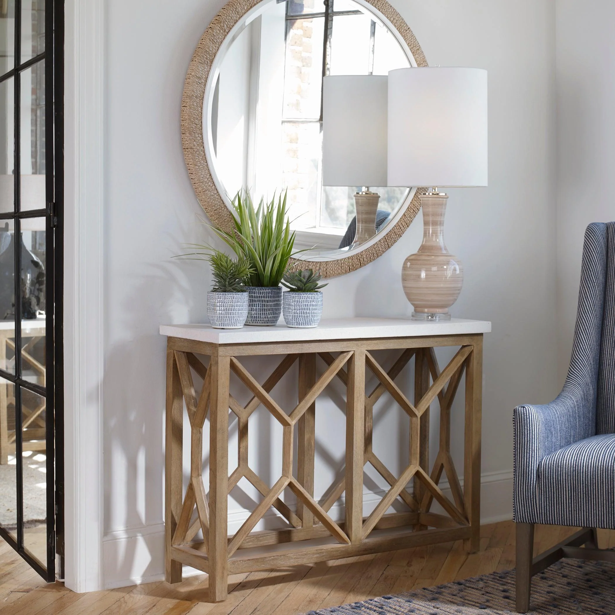 CATALI IVORY STONE CONSOLE TABLE - Remutear