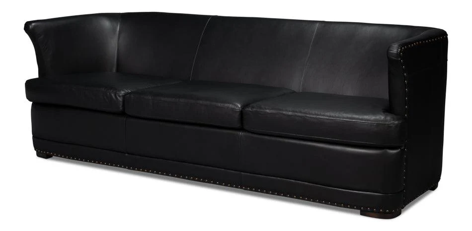 Mcmillan Distilled Leather Sofa Onyx Blk - Remutear