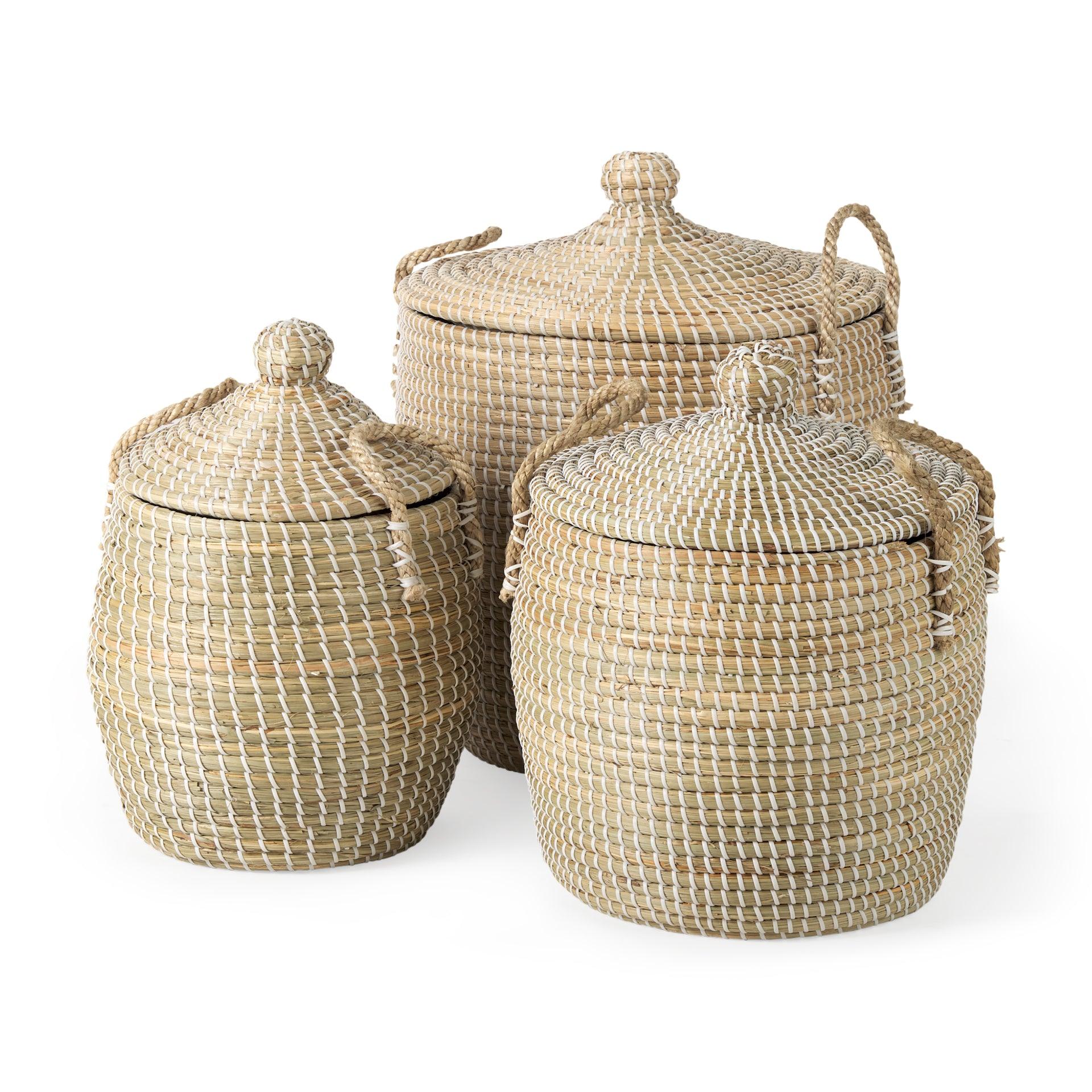 OliviaSet of 3 Basket W/Lid and Handles - Remutear