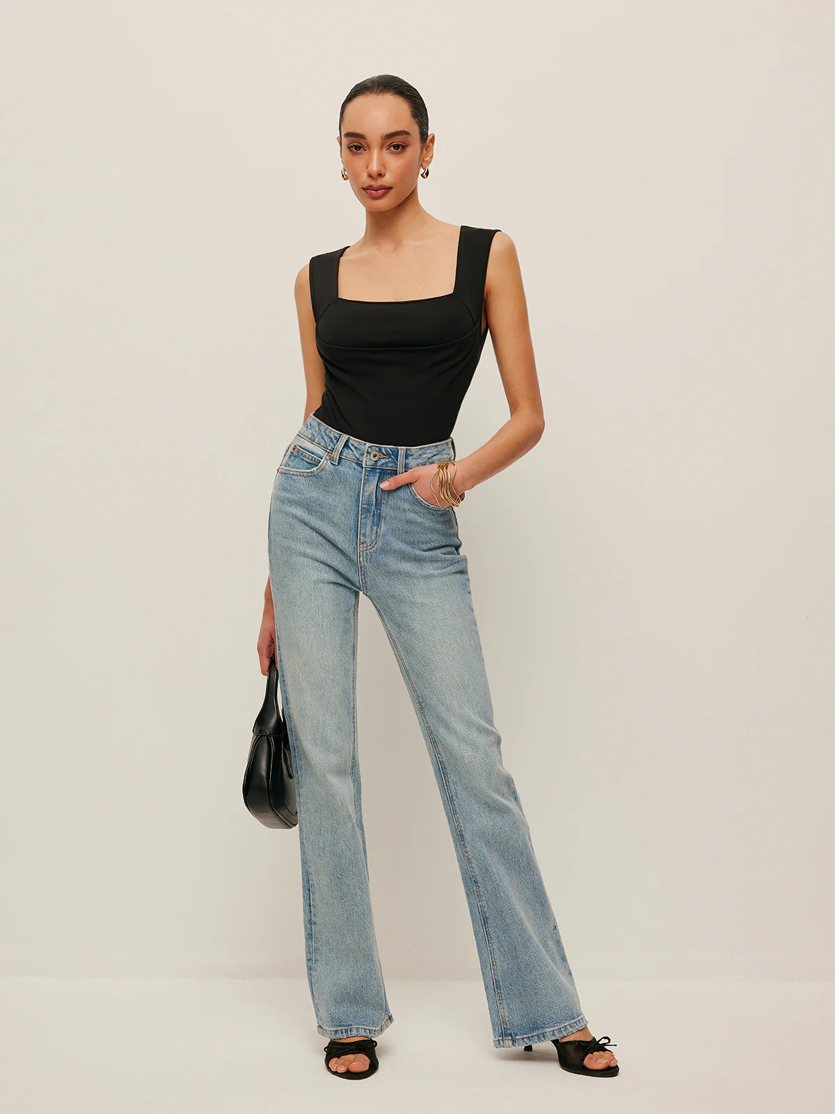 Square Neck Fitted Tank Top - Remutear