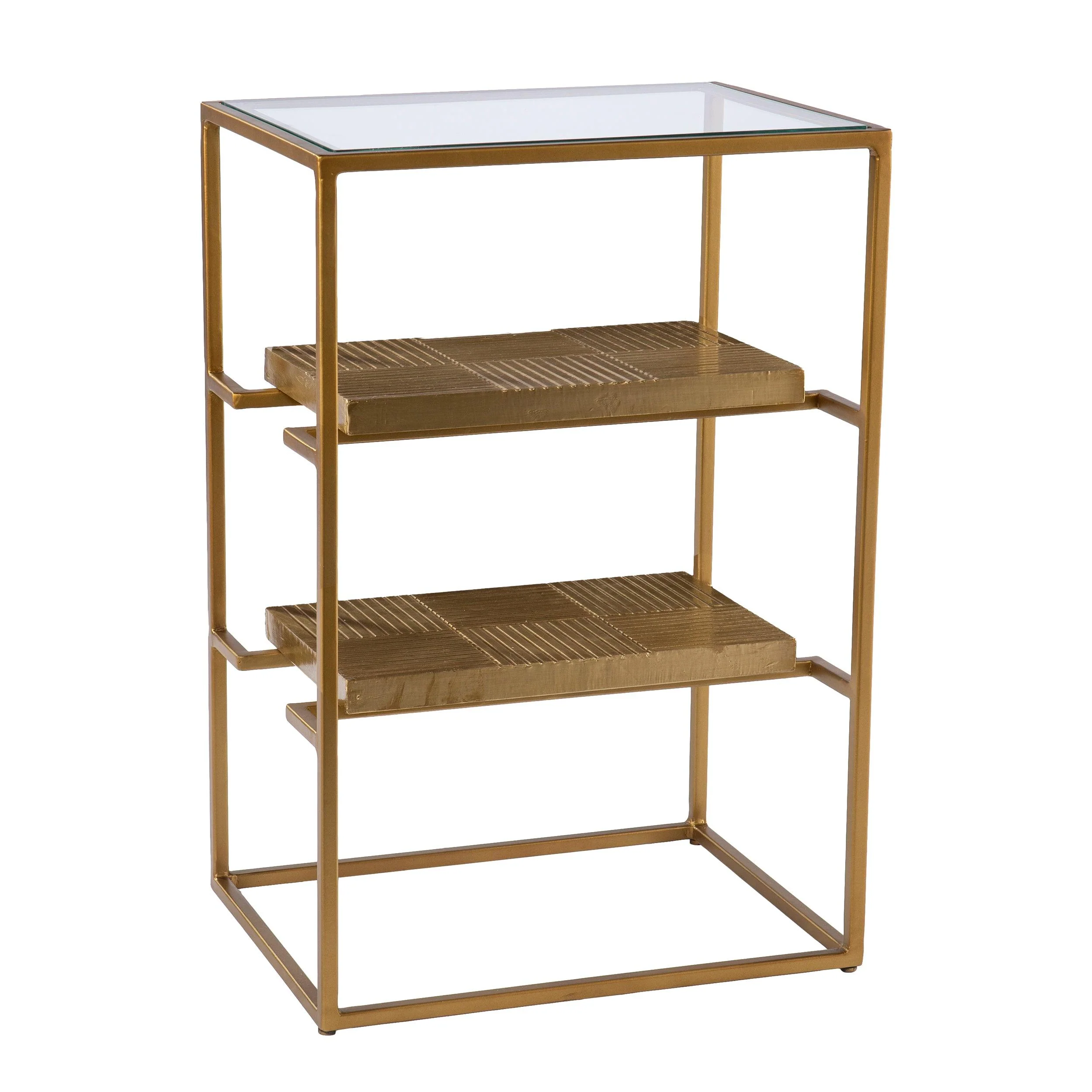 Penketh Glass-Top End Table w/ Storage - Remutear