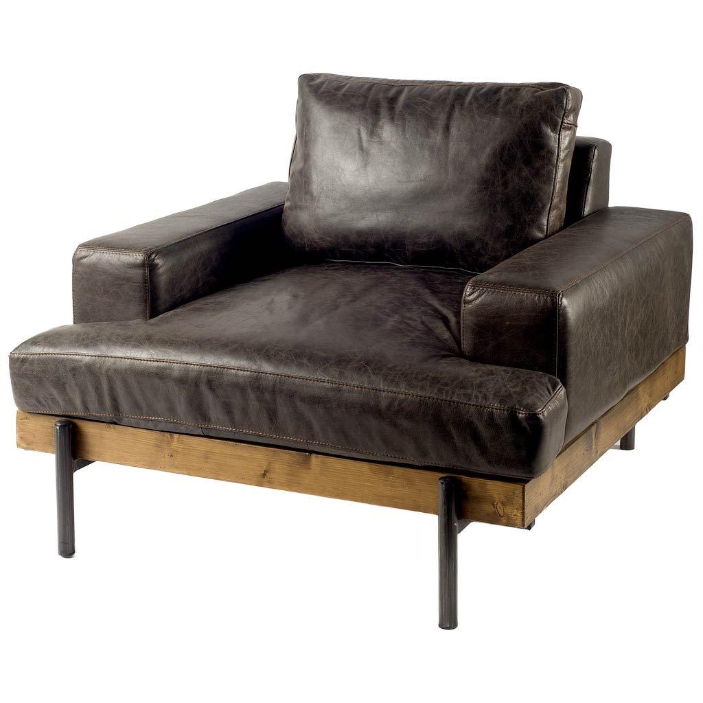 Colburne I Brown Leather Body Wood/Iron Frame Club Chair - Remutear