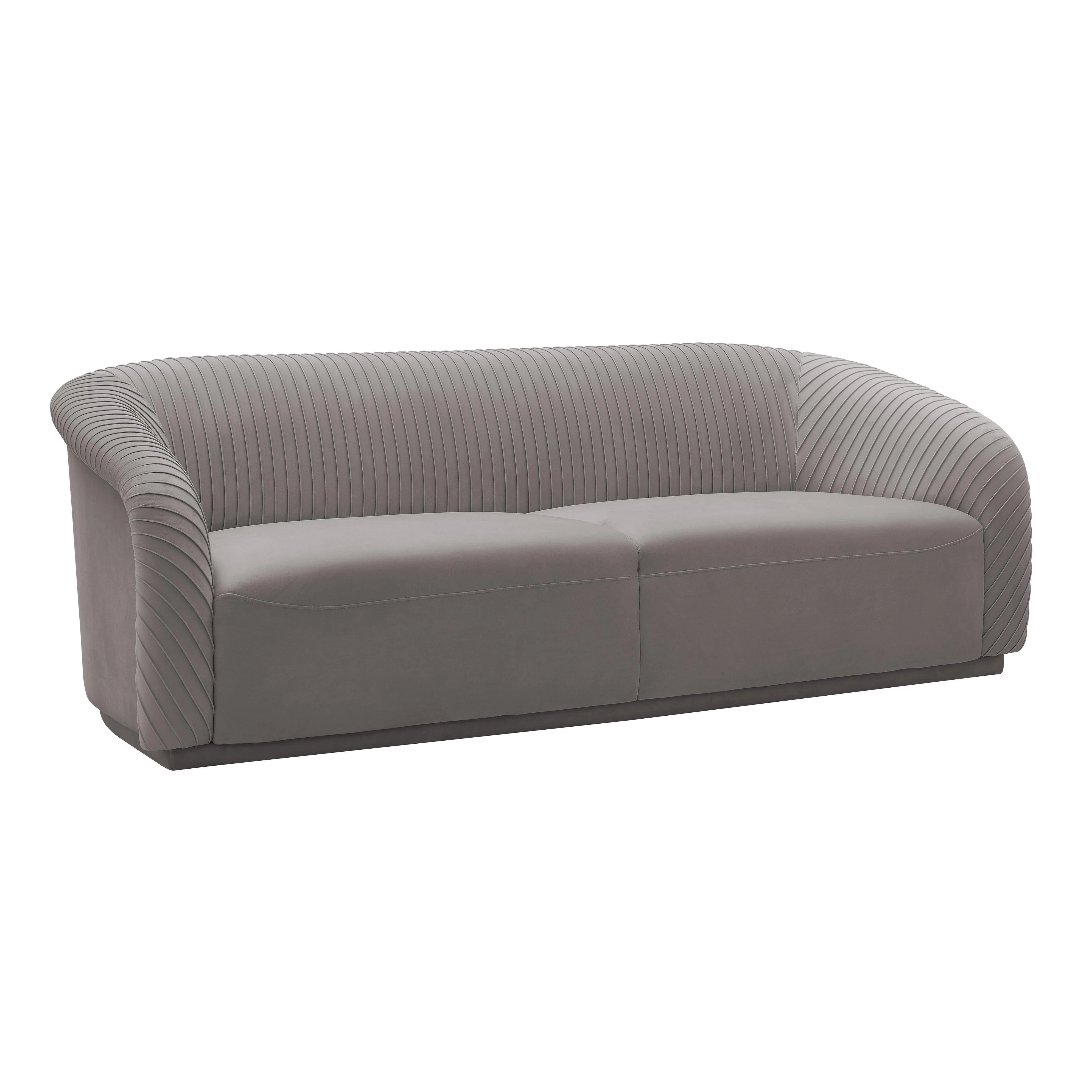 Yara Pleated Grey Velvet Sofa - Remutear