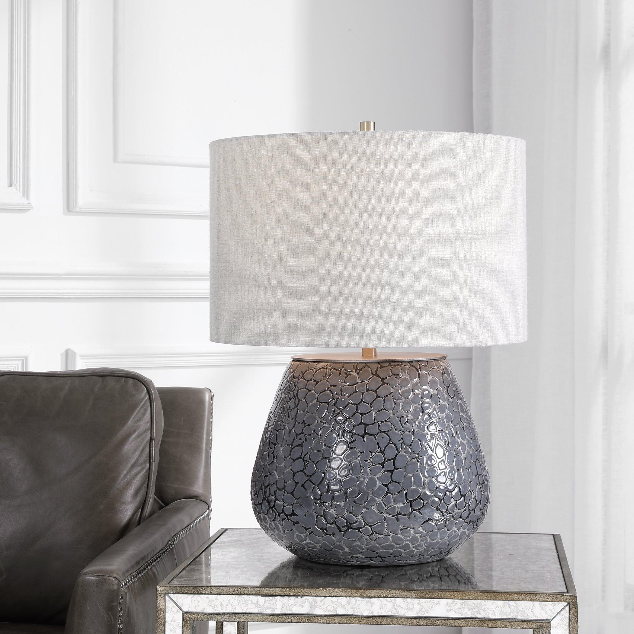 PEBBLES METALLIC GRAY TABLE LAMP - Remutear