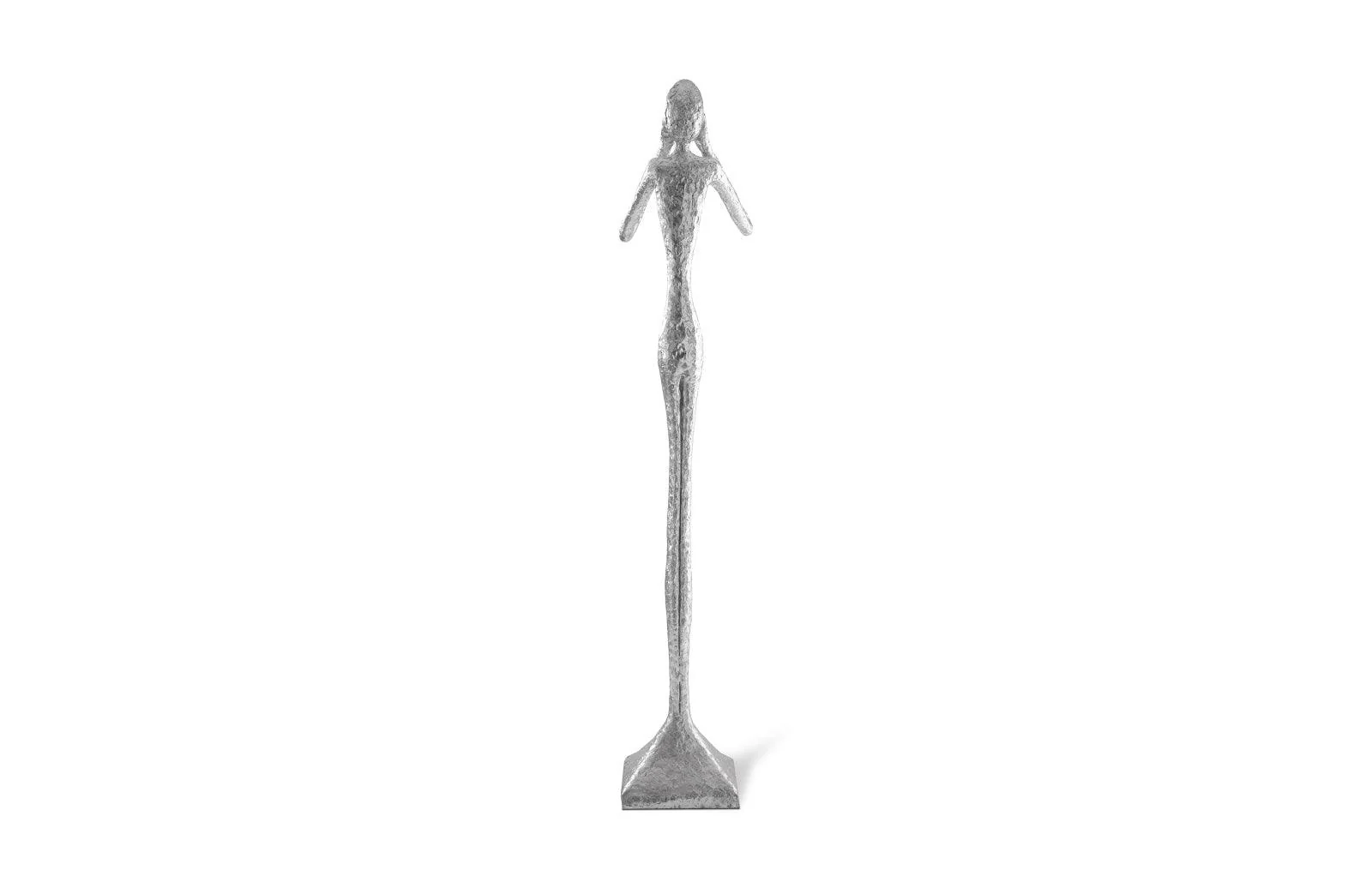 See No Evil Slender Sculpture, Large, Resin, Silver Leaf - Remutear