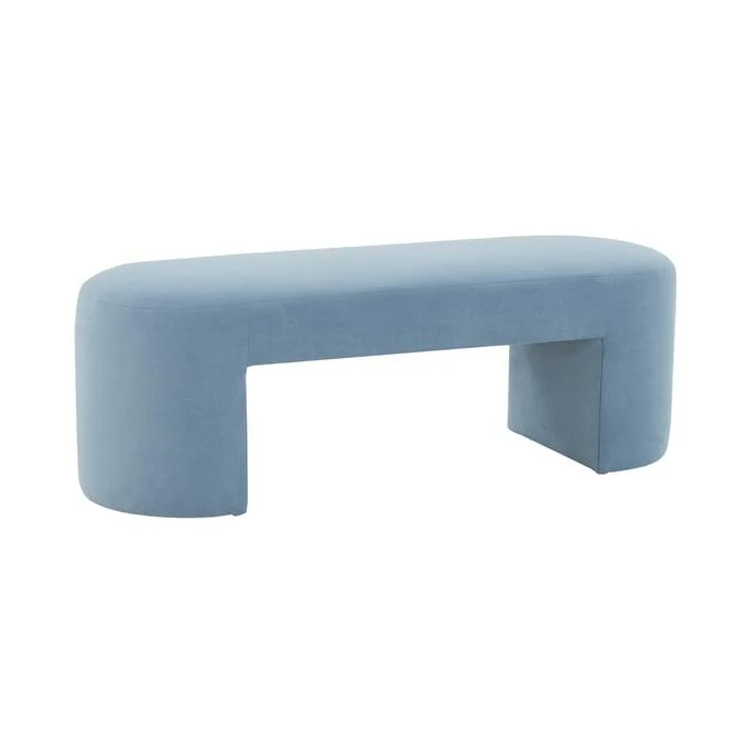 Elena Light Blue Velvet Bench - Remutear