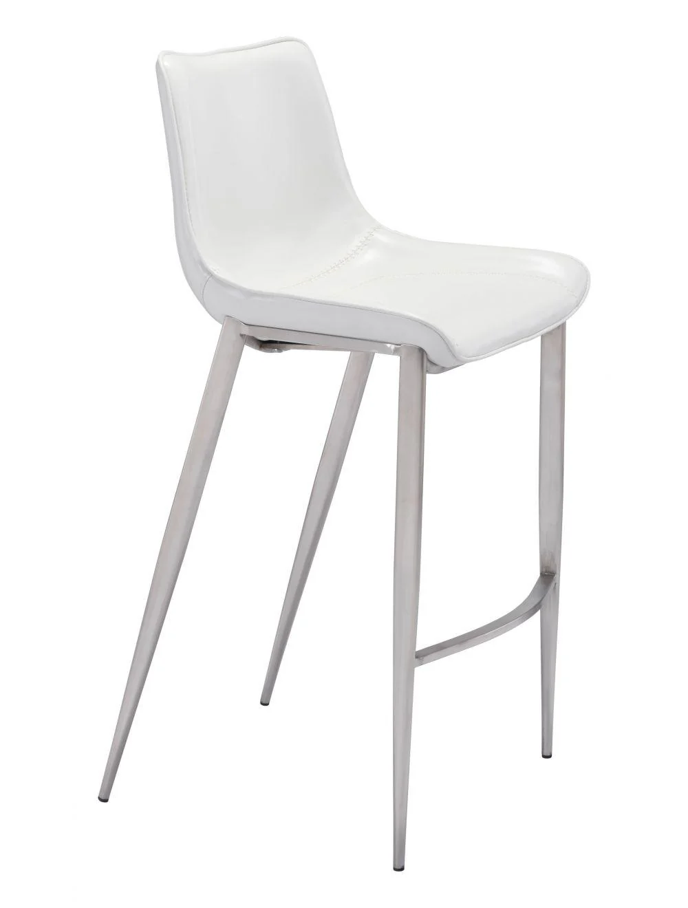 Magnus Bar Chair (Set of 2) White & Silver - Remutear