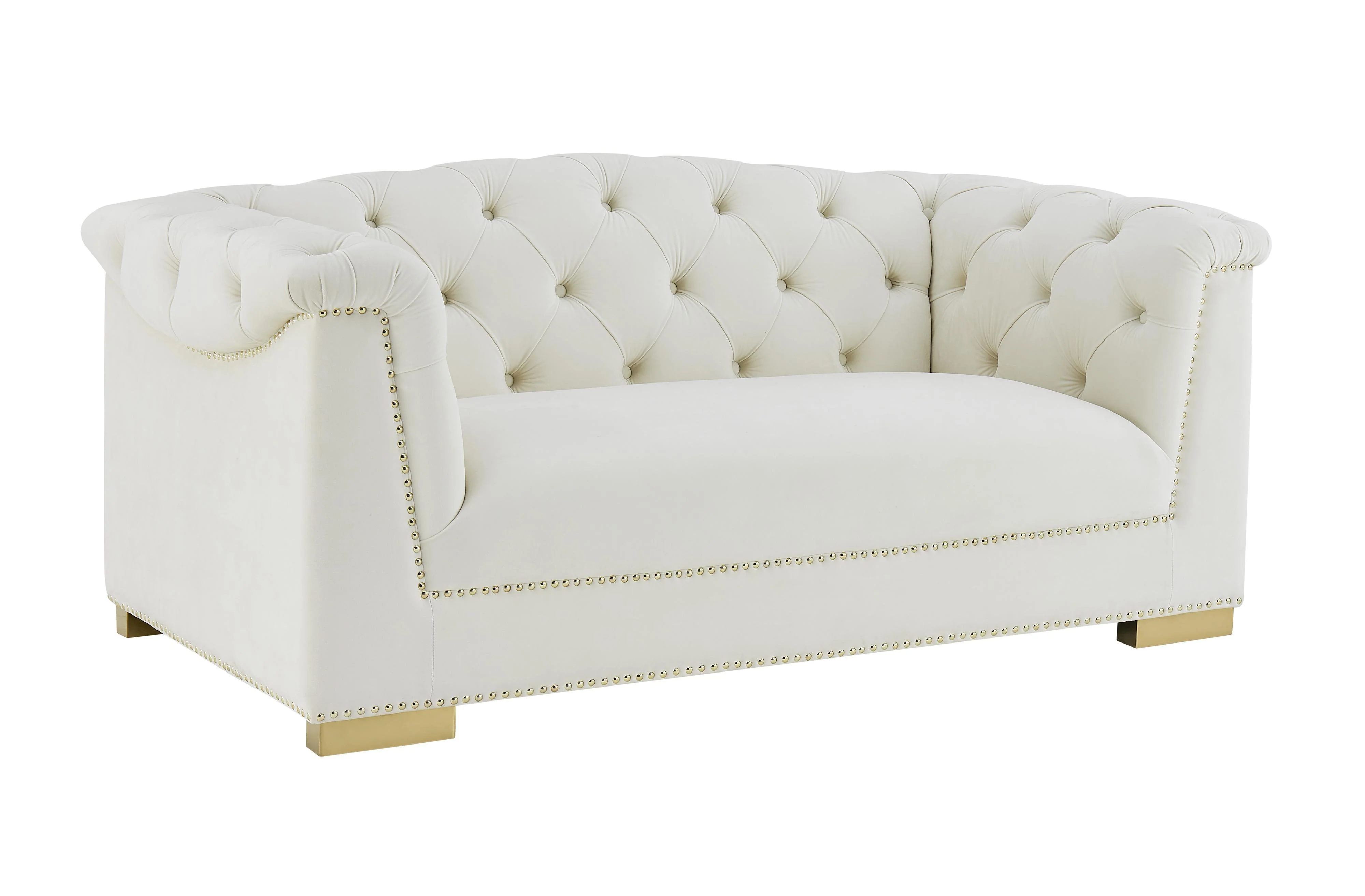 Farah Cream Velvet Loveseat - Remutear