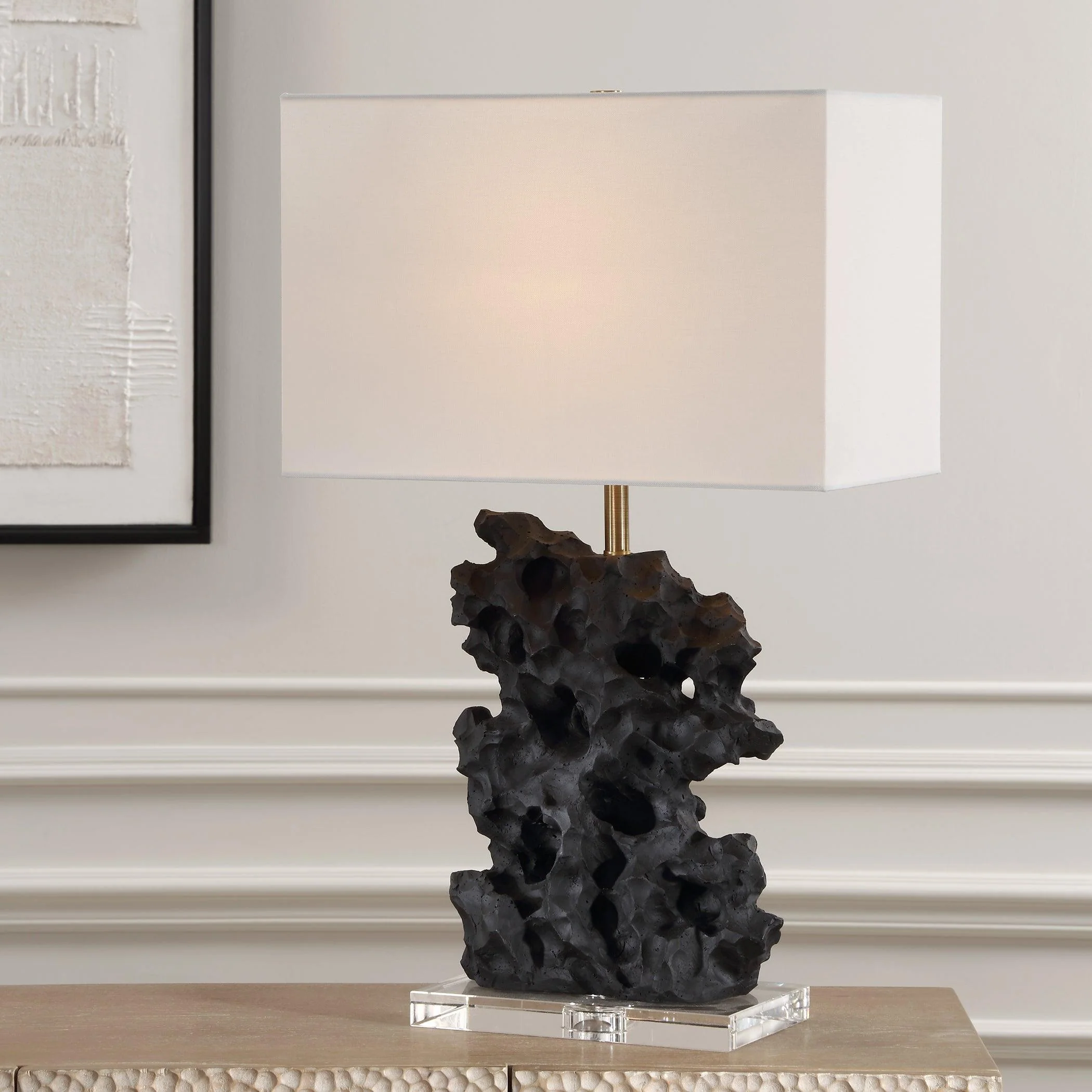 Basalt Black Stone Table Lamp - Remutear