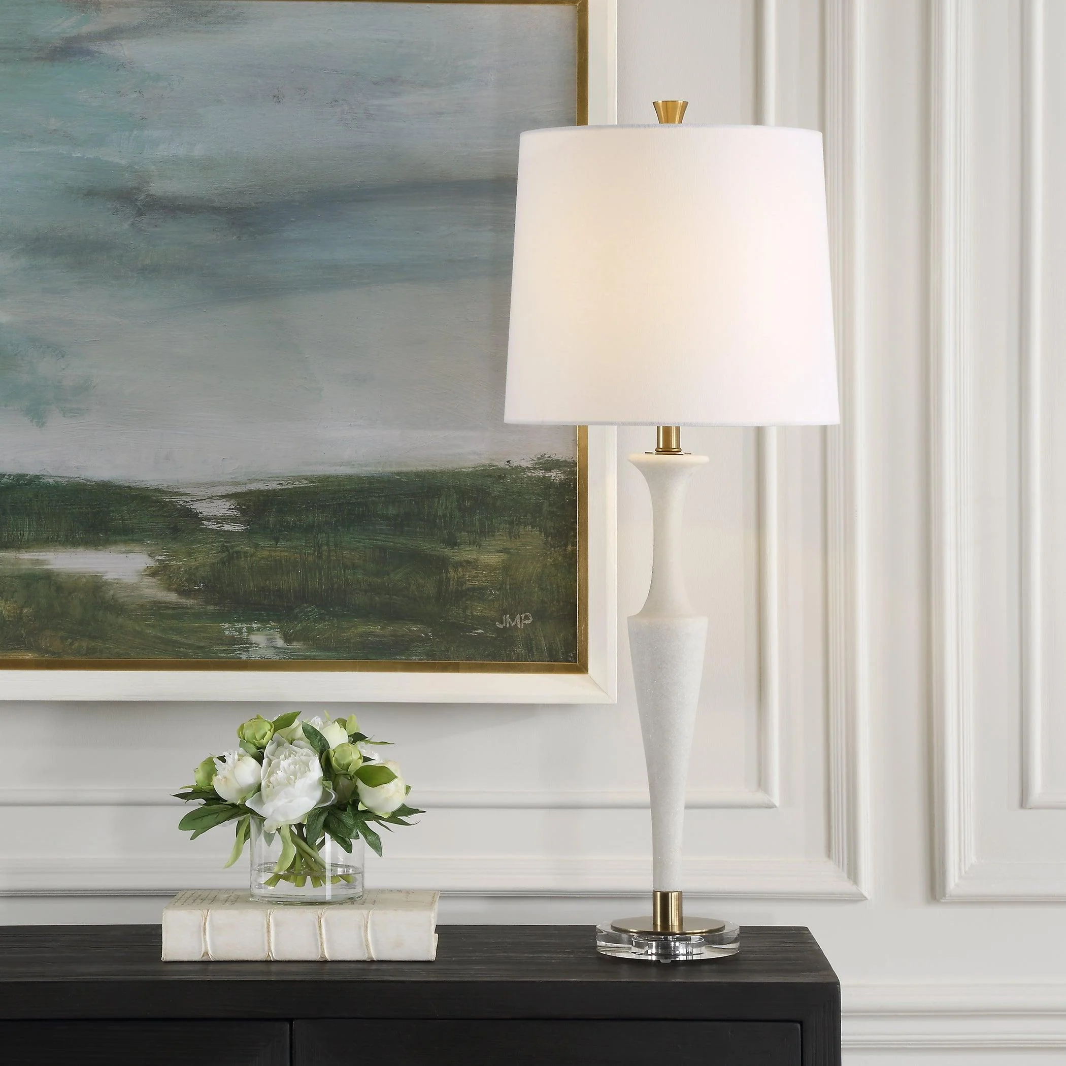 Colette White Stone Table Lamp - Remutear