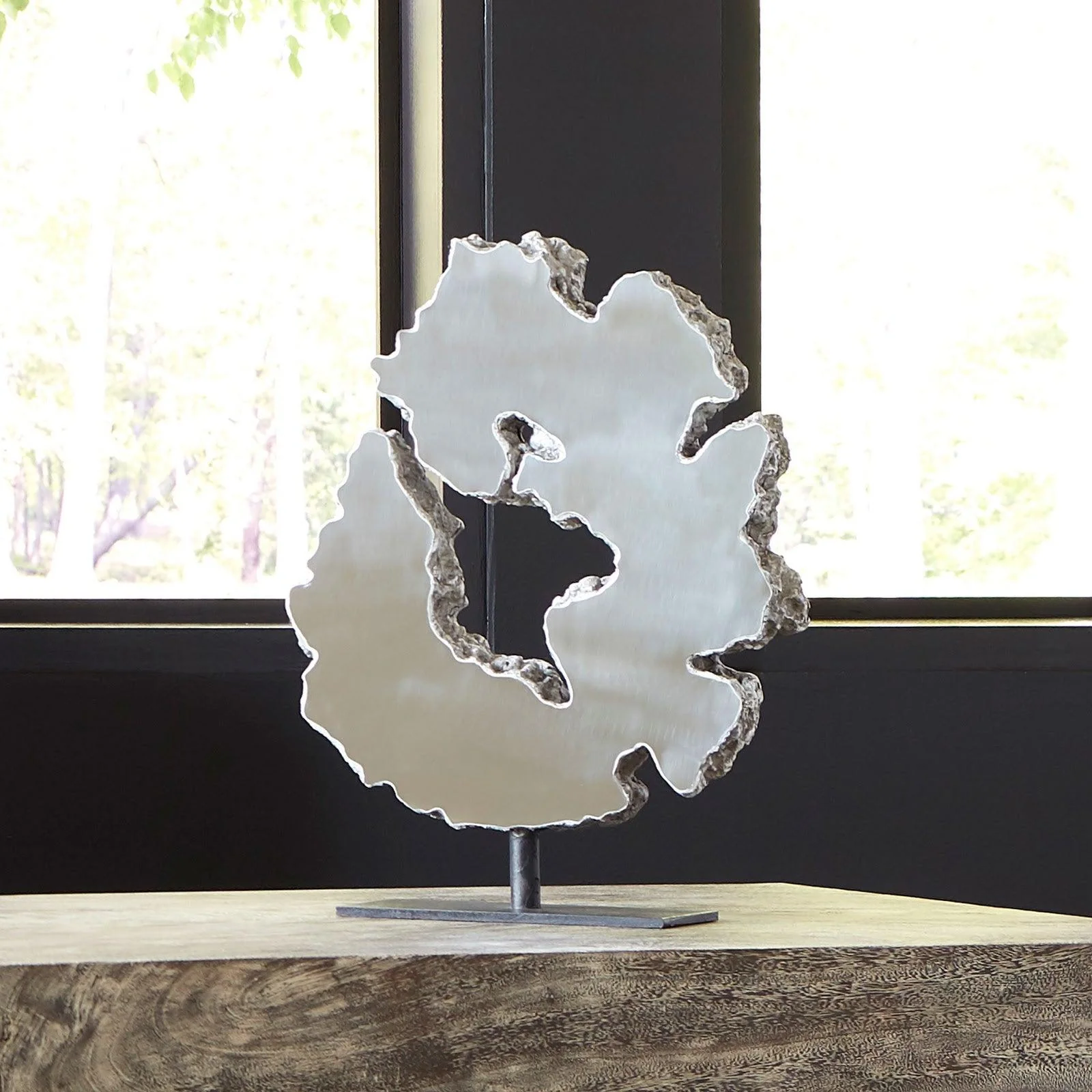 Lava Slice Sculpture on Stand, Resin, Stainless Steel - Remutear