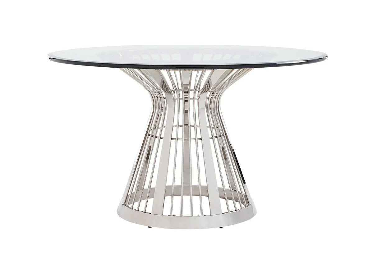 Ariana Riviera Stainless Dining Table With 54 Inch Glass Top - Remutear