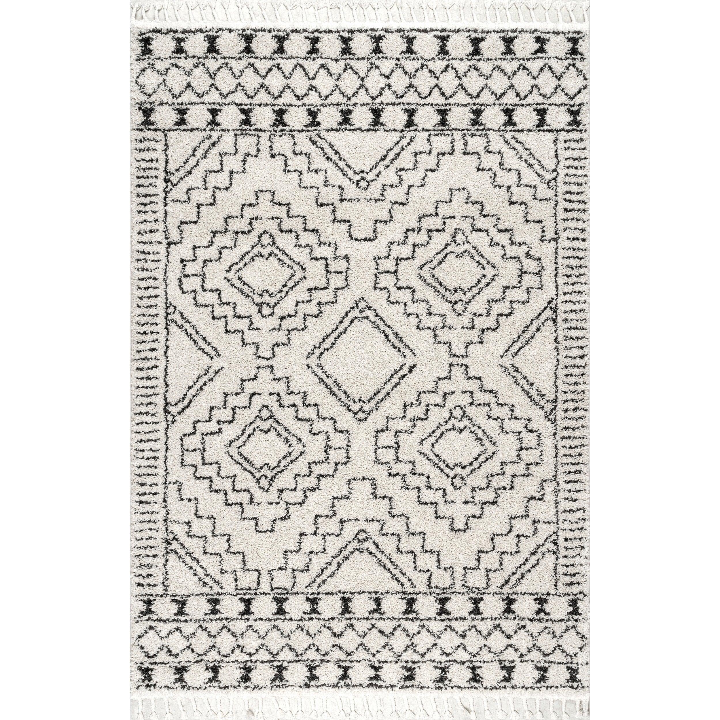 Vasiliki Moroccan Shag Tasseled Area Rug - Remutear