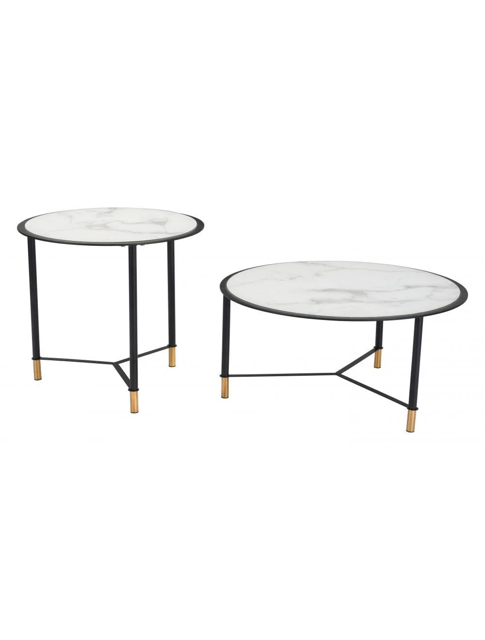 Set of 2 Davis Coffee Tables White & Black - Remutear