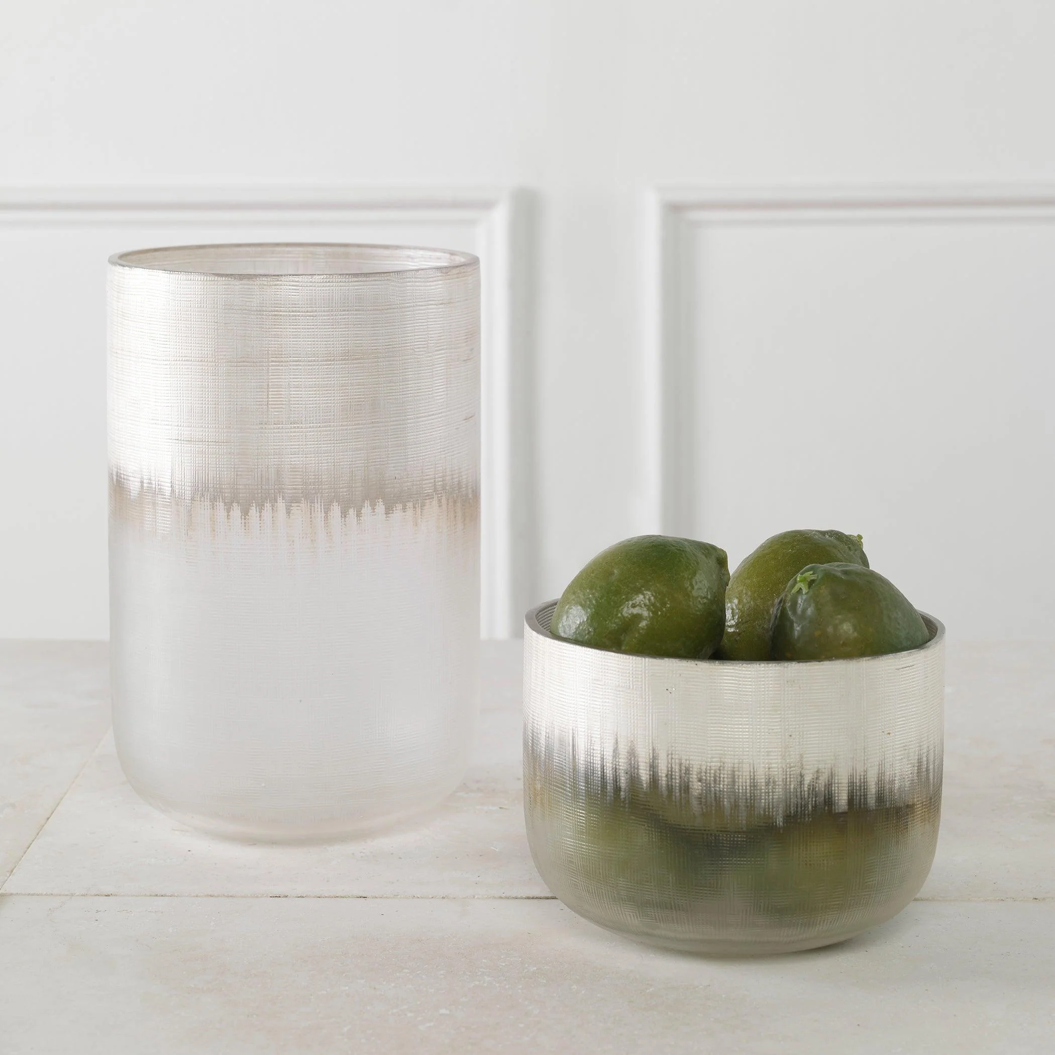 Frost Silver Drip Glass Vases, Set/2 - Remutear