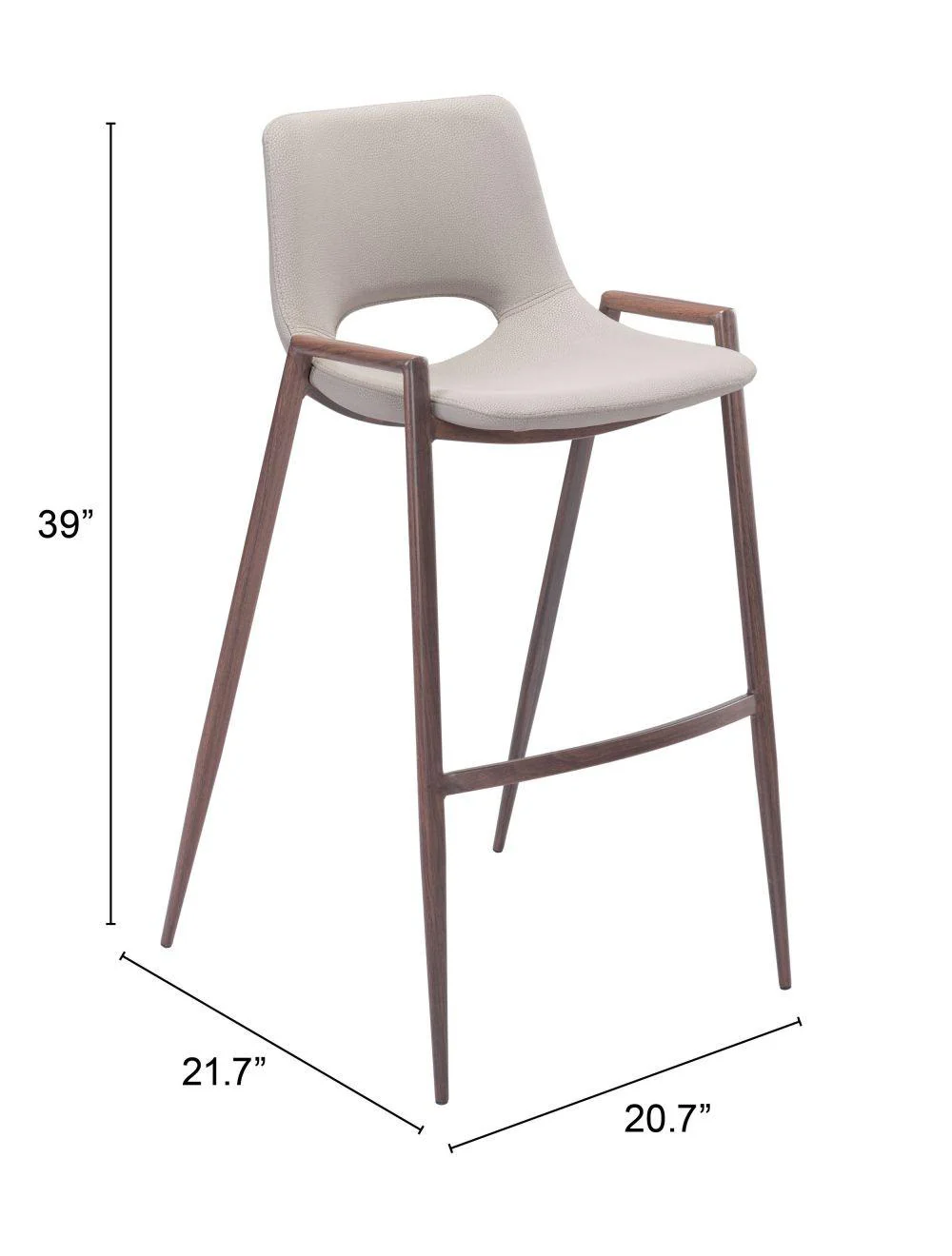 Desi Bar Chair (Set of 2) Beige & Walnut - Remutear