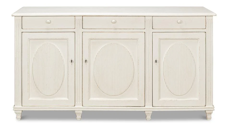 Ribbon Three Door Sideboard - Ant.White - Remutear