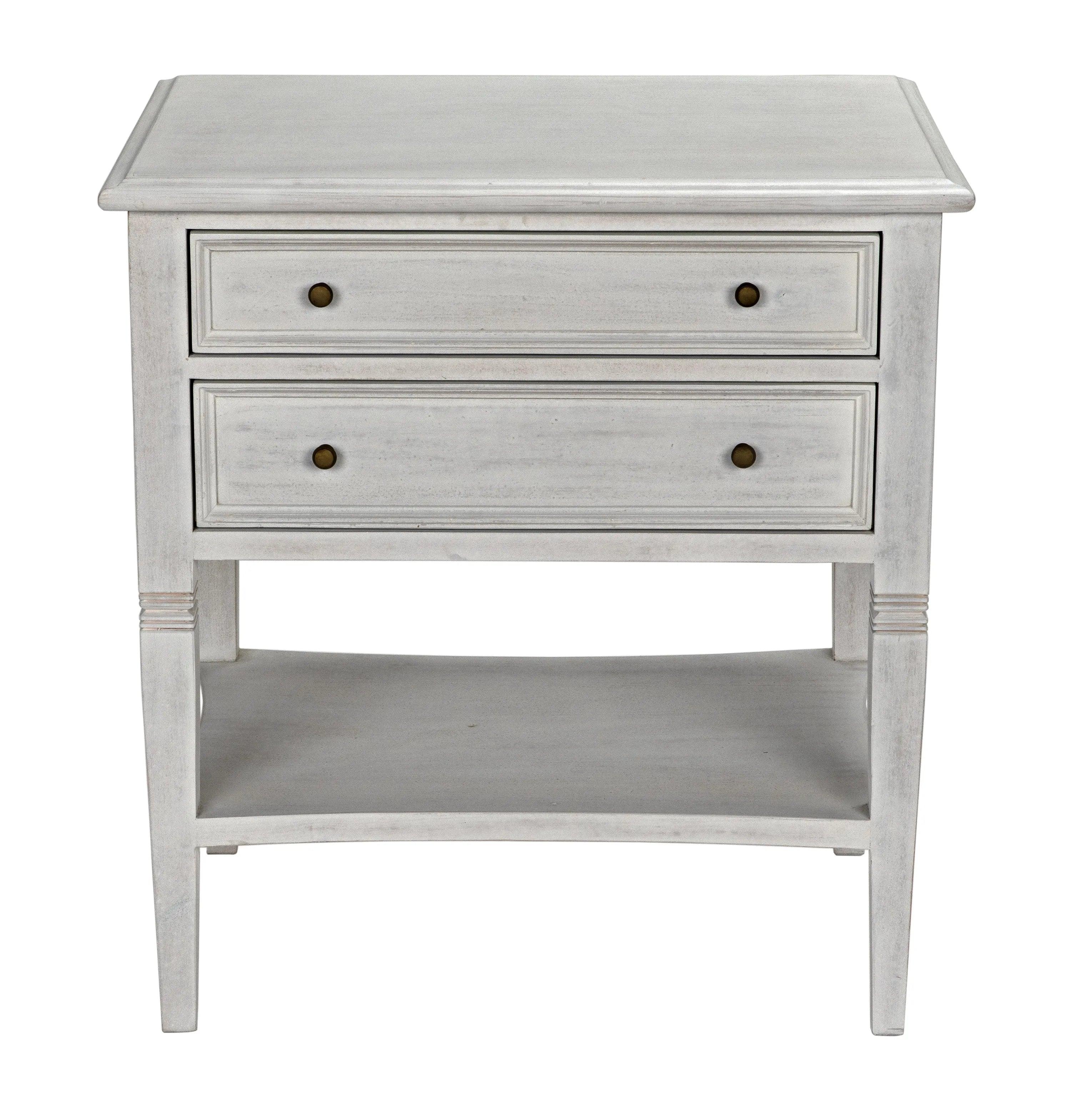 Oxford 2-Drawer Side Table, White Wash - Remutear