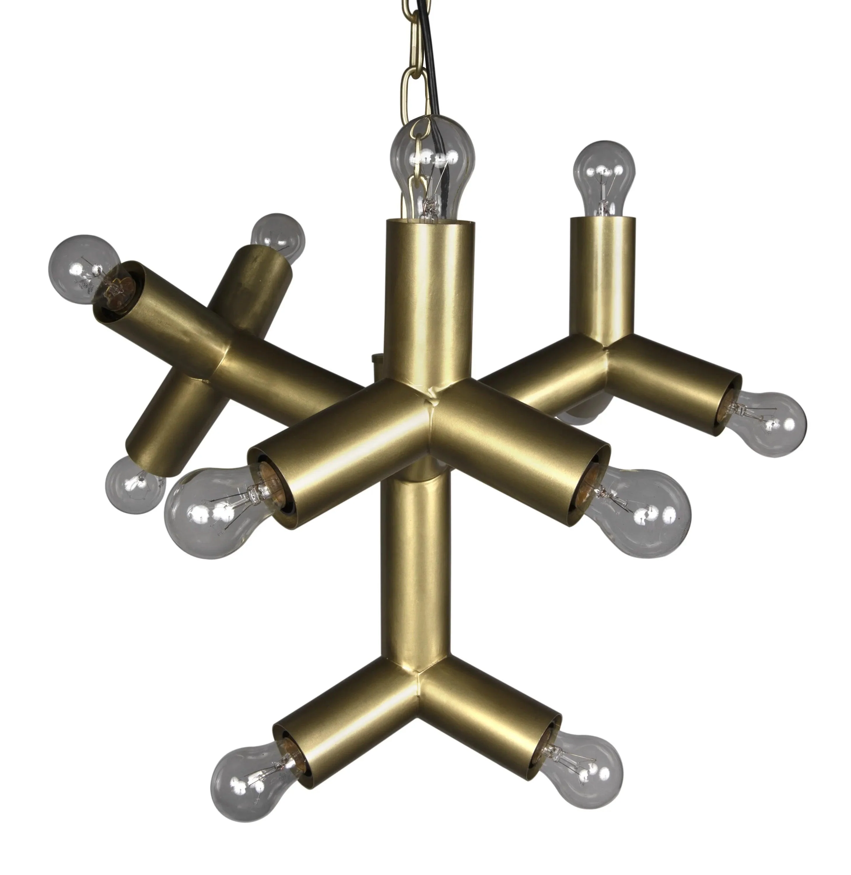 Snow Flake Chandelier, Metal with Brass Finish - Remutear