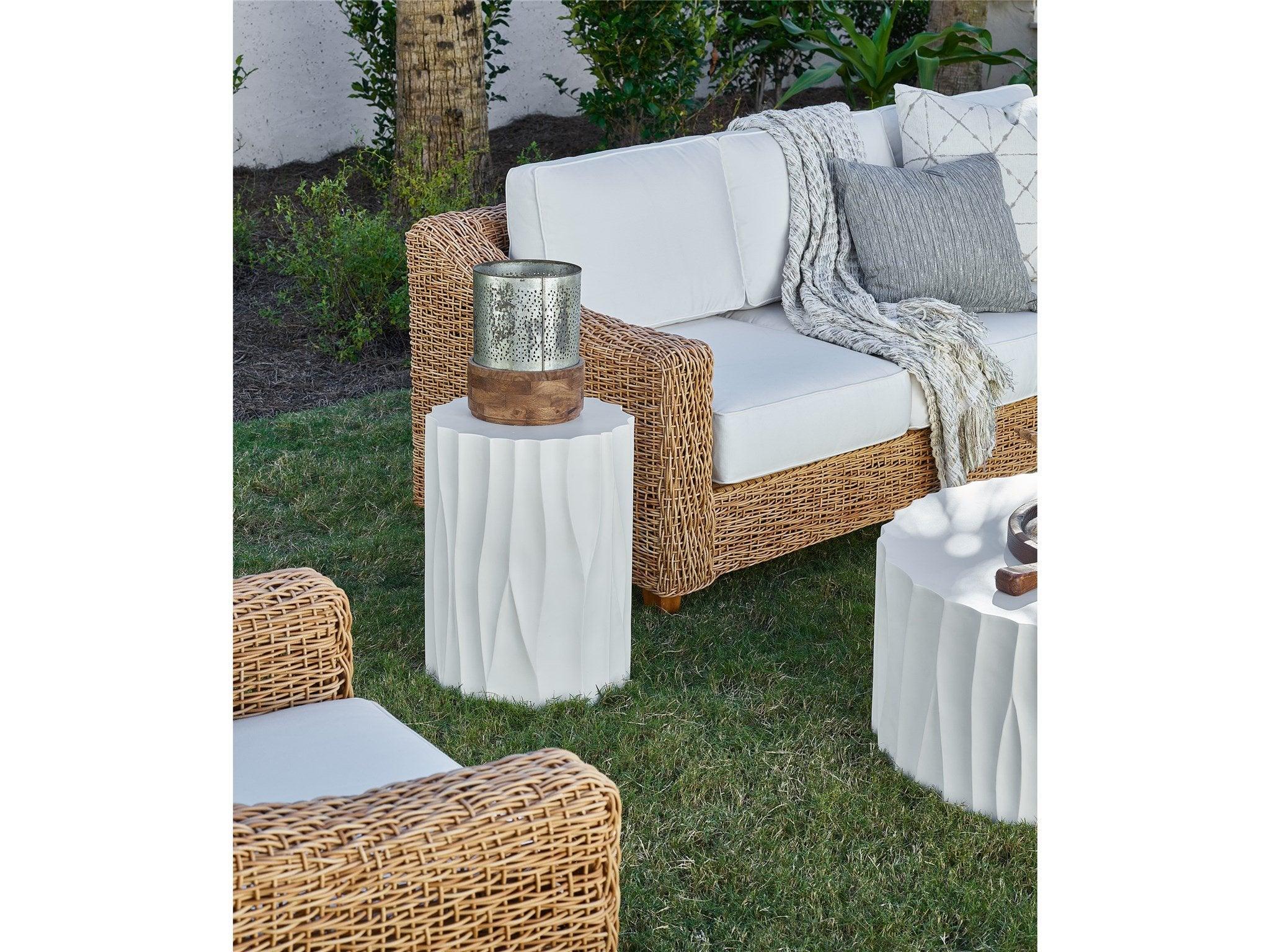 Outdoor Geneva Cast Concrete End Table - Remutear