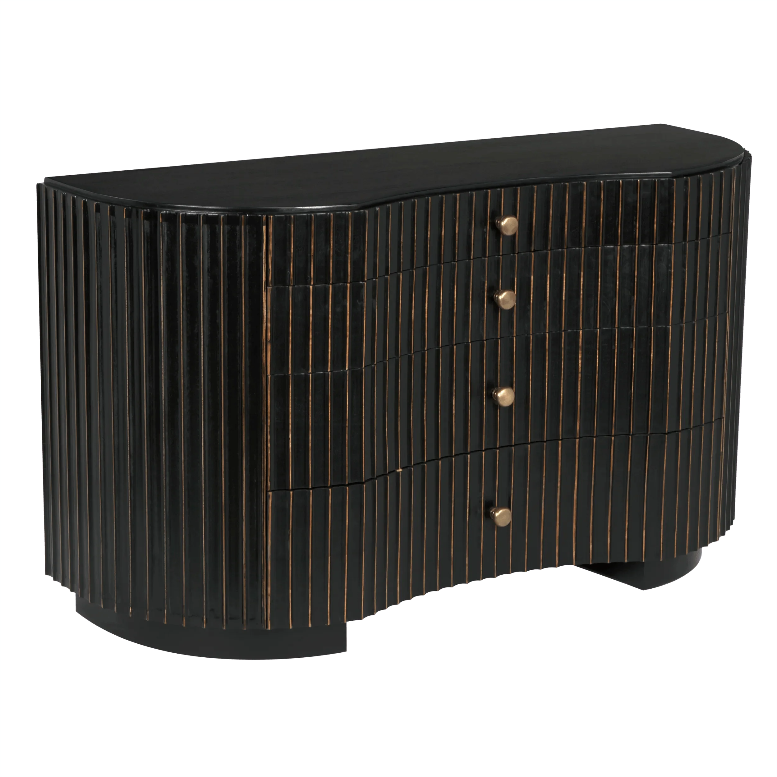 Irene Dresser, Hand Rubbed Black with Light Brown Trim - Remutear
