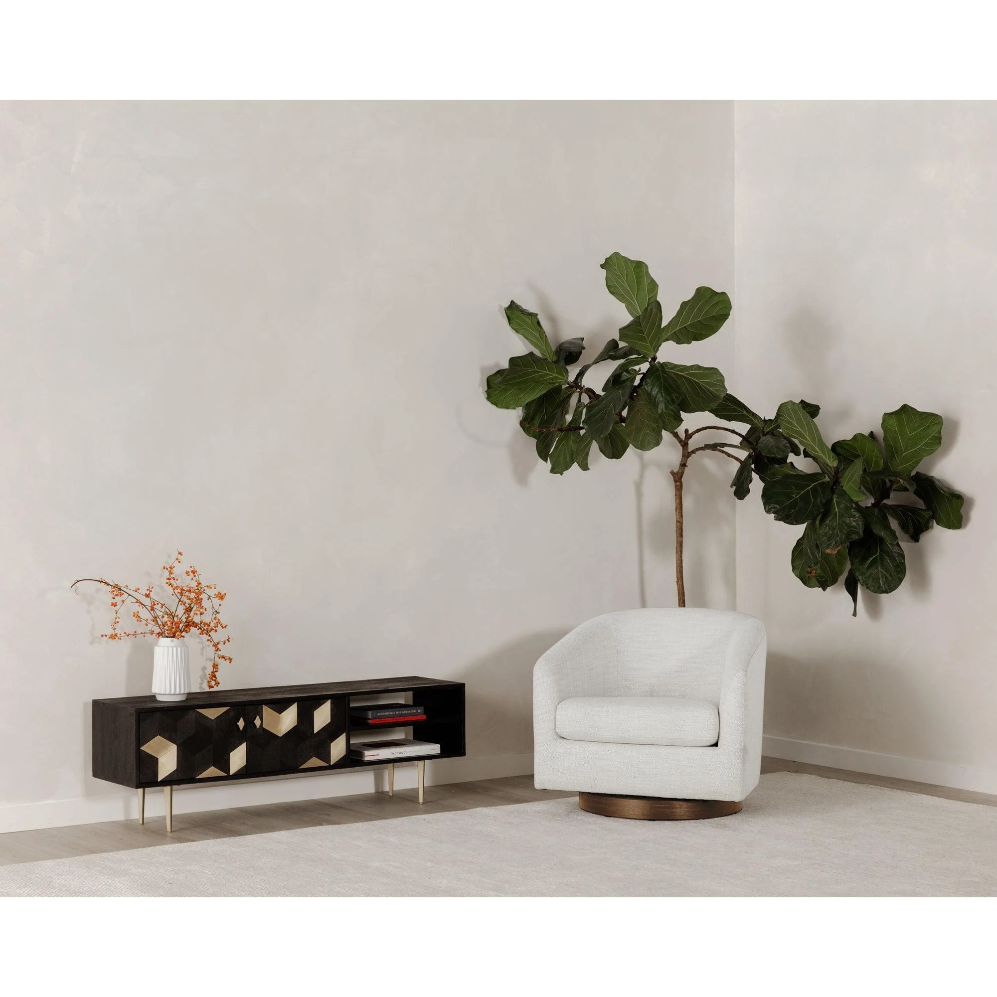 Oscy Swivel Chair Splashed White - Remutear