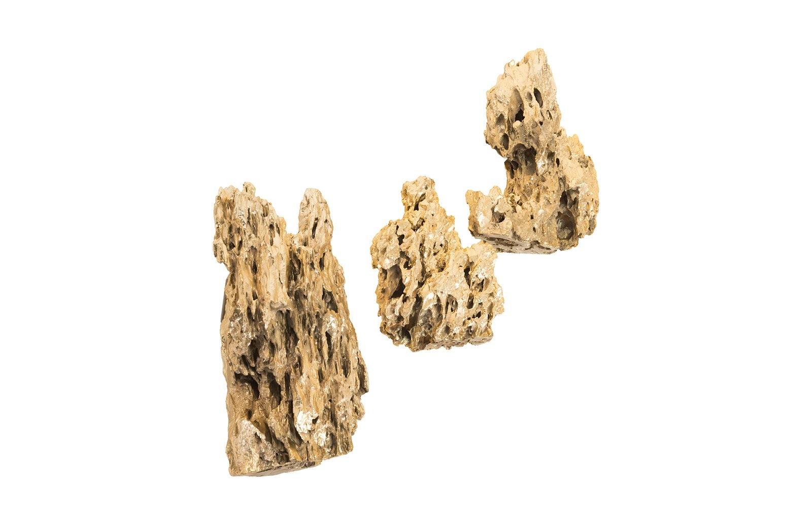 Stalagmite Wall Art Plated Brass, Set of 3,  Assorted Size and Shape - Remutear