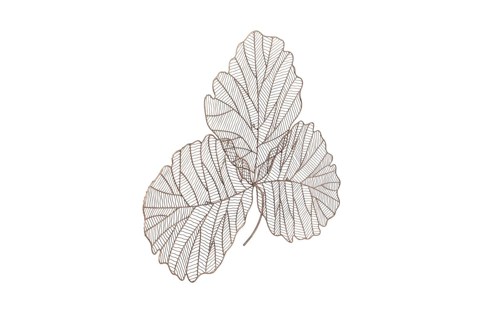 Tri Leaf Wall Art, Medium, Metal, Copper/Black - Remutear