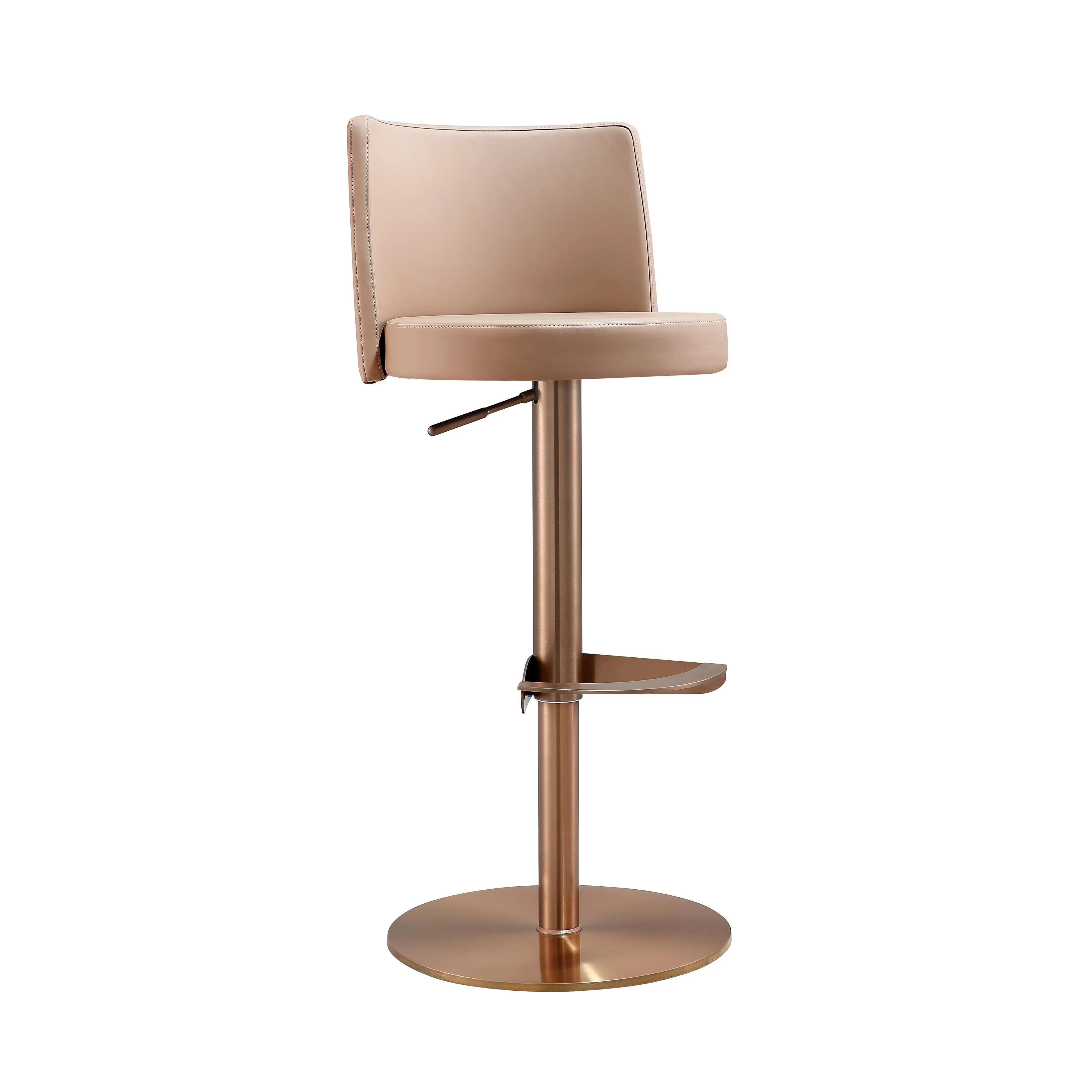 Loosha Cafe Au Lait and Rose Gold Adjustable Stool - Remutear